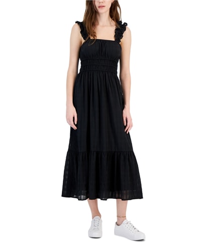Kingston Grey Ruffle Strap Midi Dress