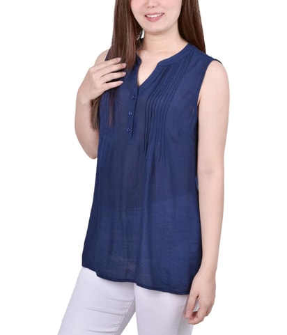 Pintuck Sleeveless Blouse Top