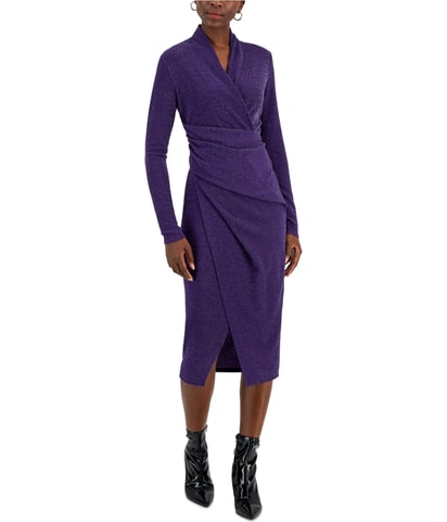 Jersey Faux-Wrap Midi Dress