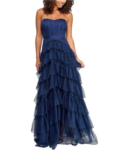 Sleeveless Tiered Strapless Ruffled Prom Dress