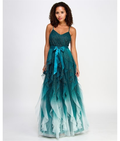 Ombre Ruffled Style Gown Dress