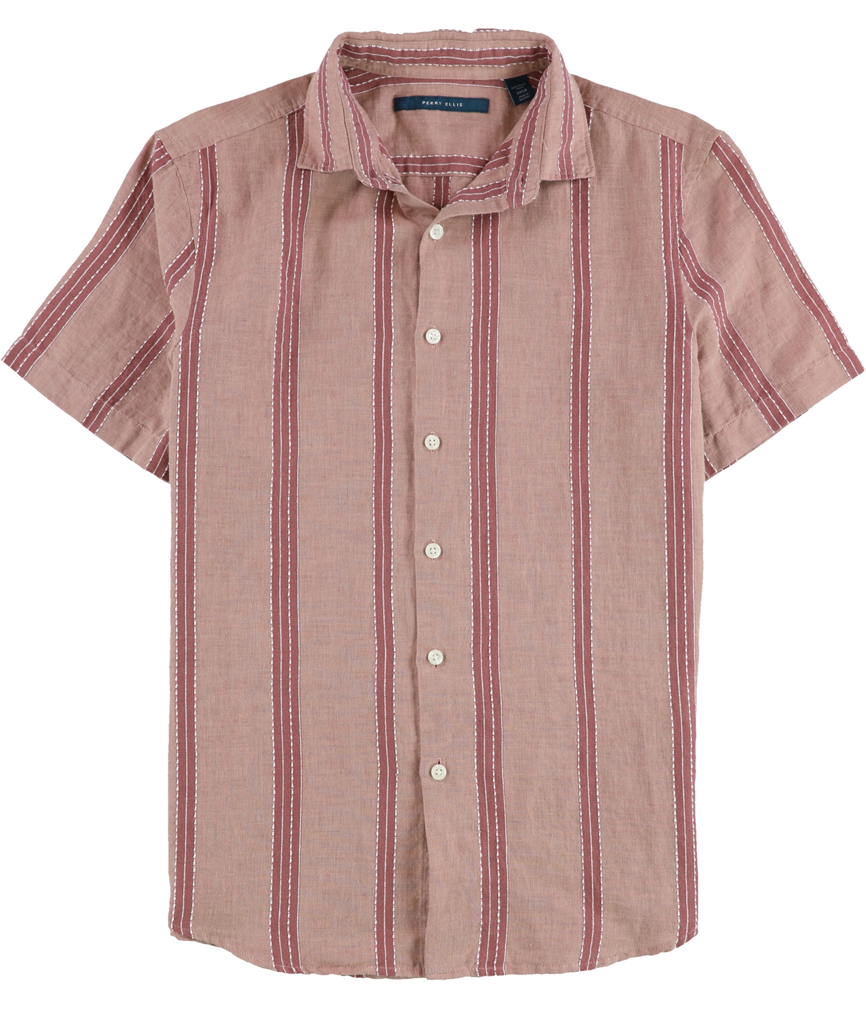 Perry Ellis Mens Banded Collar Button Up Shirt - Picture 2 of 5