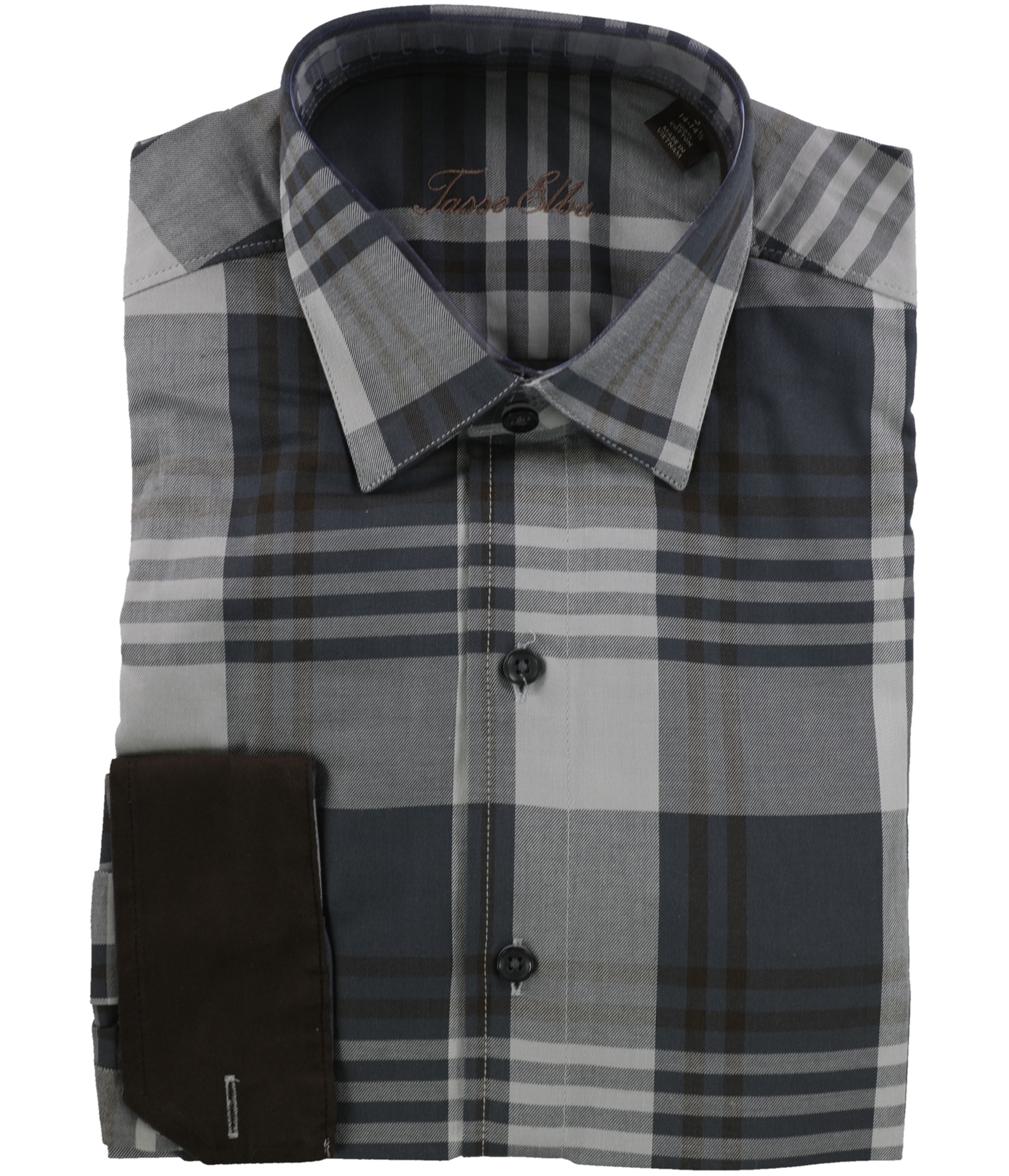 tasso elba dress shirts Tasso Elba Mens Plaid LS Button Up Shirt, greycombo, Small