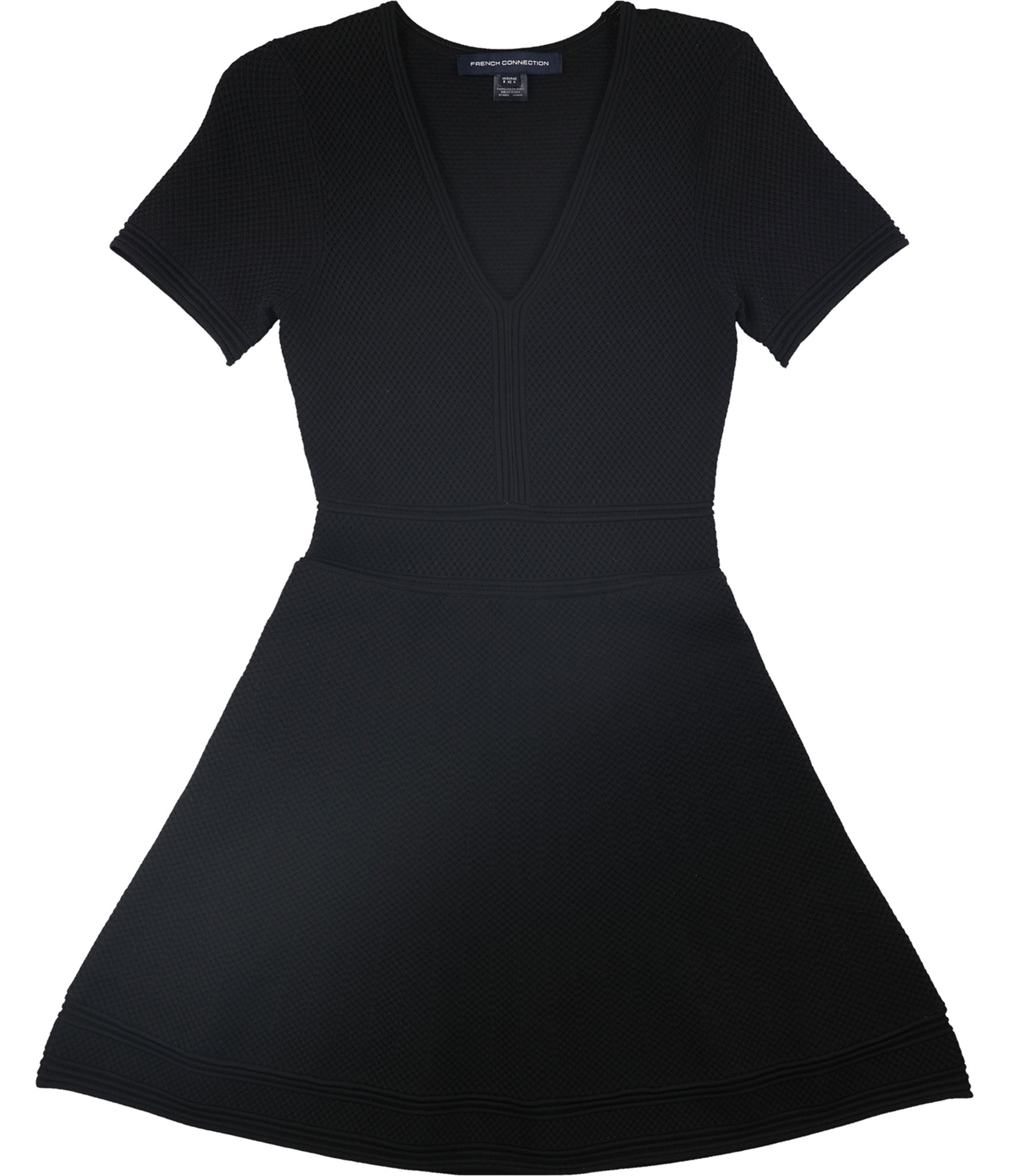 French Connection Womens Ellie Knits Fit & Flare Dress, black, 4