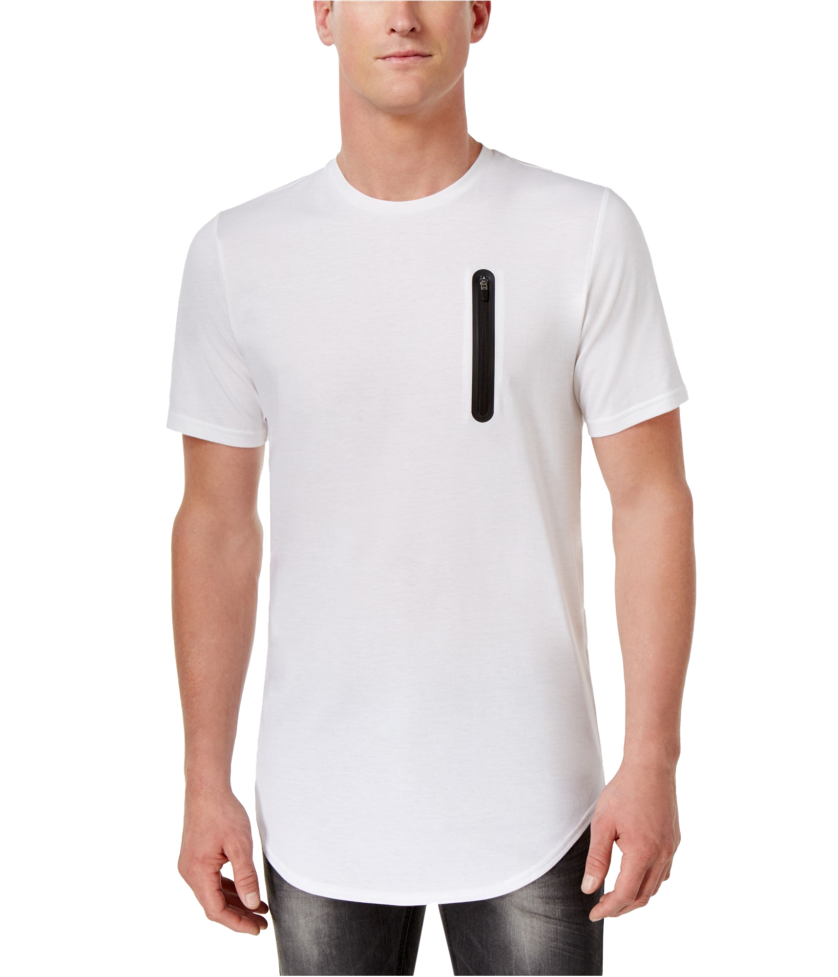 I.N.C Mens Zipper Embellished T-Shirt, whitepure, 2XL