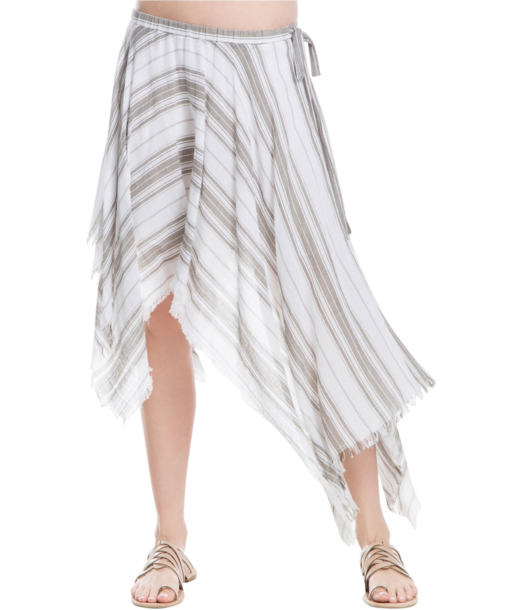 Max Studio London Womens Striped Asymmetrical Skirt, armwhit, S