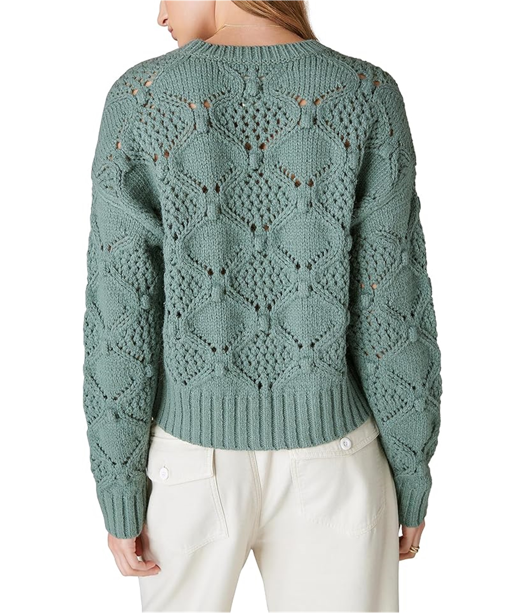 Lucky Brand Womens Open Stitch Pullover Sweater - Picture 3 of 6