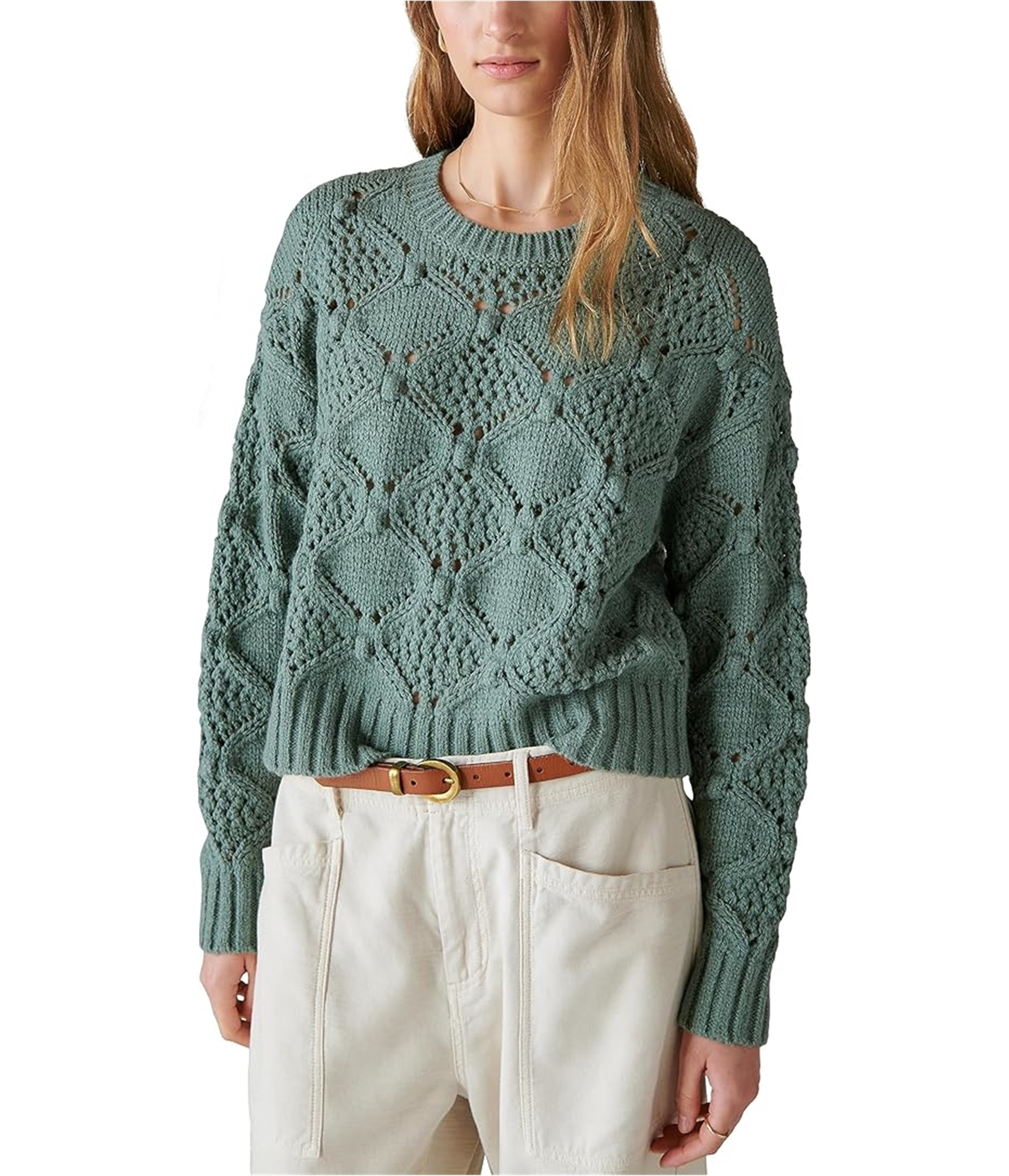 Lucky Brand Womens Open Stitch Pullover Sweater - Picture 2 of 6