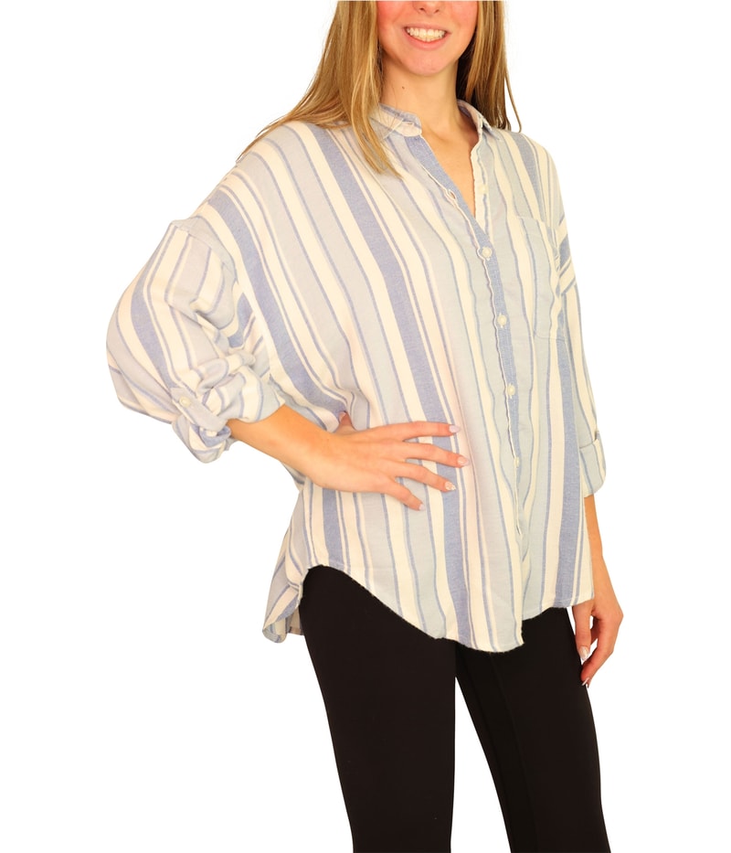 American Eagle Womens Stripe Button Up Shirt