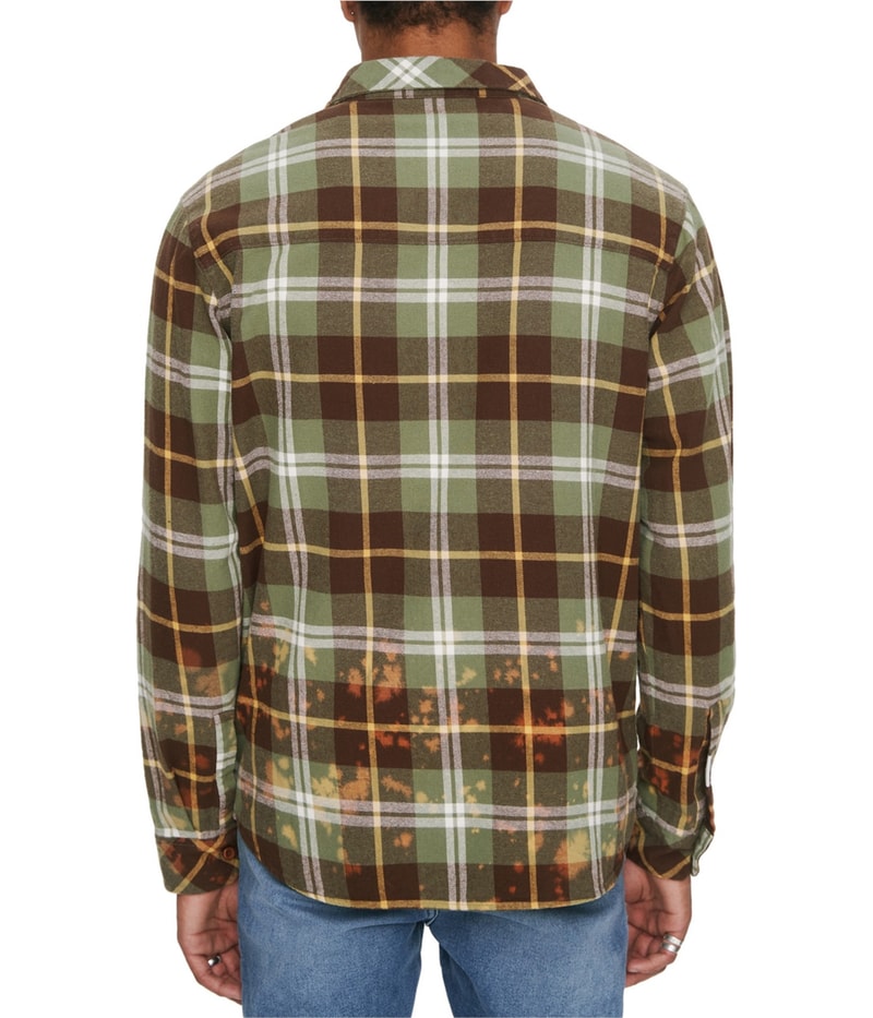 Elevenparis Mens Splattered Plaid Button Up Shirt