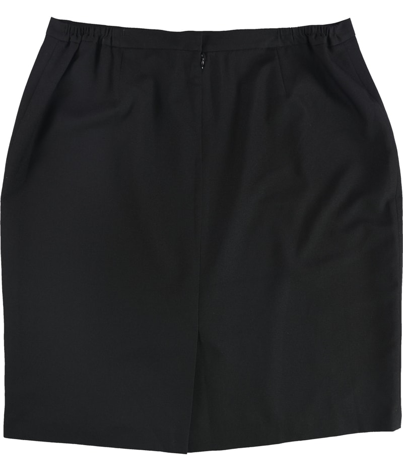 Le Suit Womens Solid Midi Skirt in Black, image 2 of 2