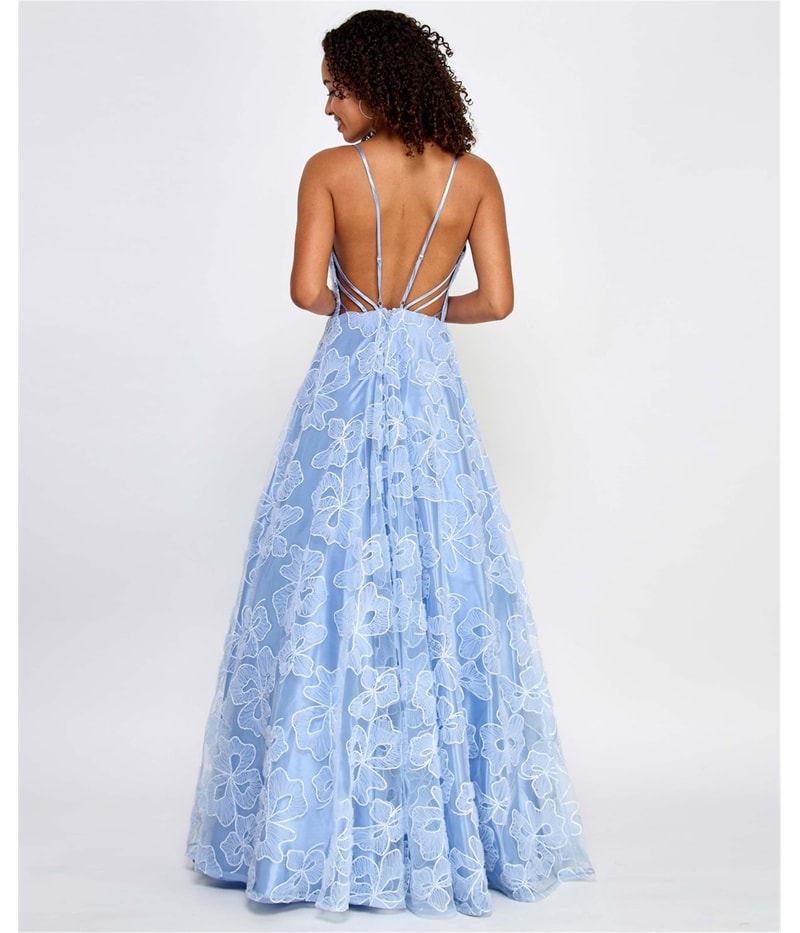 Say Yes to the Prom Womens Sequin Lace Strappy Gown Dress