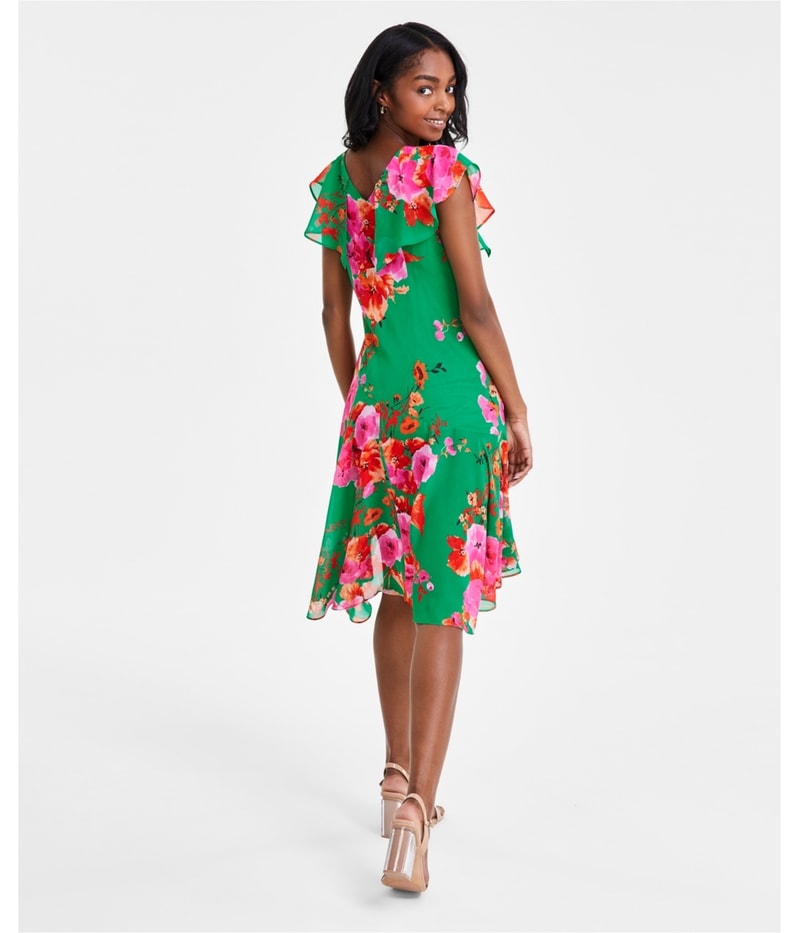 Robbie Bee Womens Floral High-Low Dress