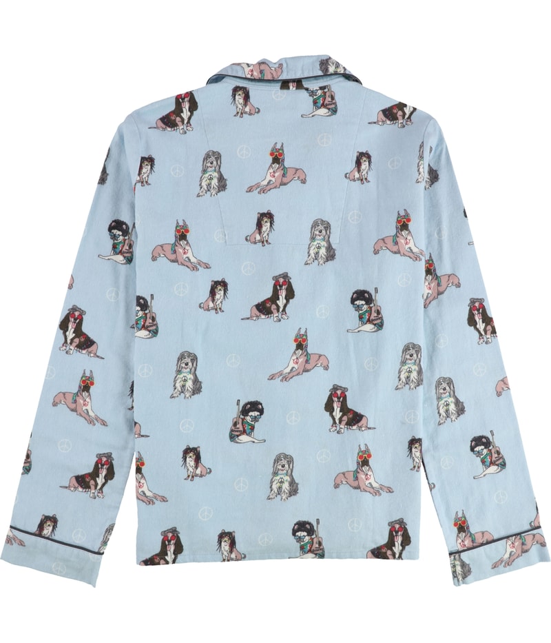 P.J. Salvage Womens Peace Dogs Button Down Pajama Tops, view 2