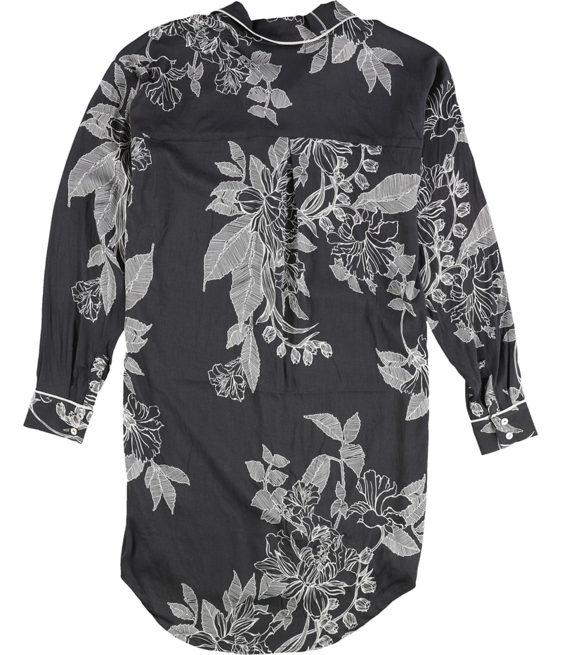P.J. Salvage Womens Floral Print Pajama Shirt Dress