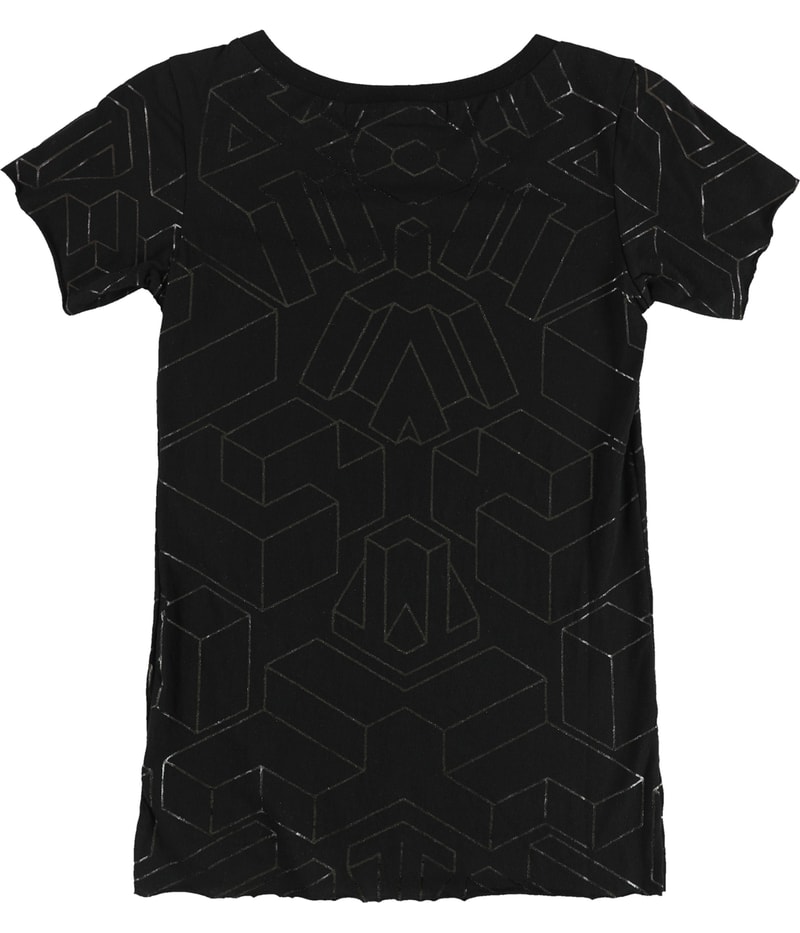 Evil Genius Womens Metallic 3D Shapes Graphic T-Shirt