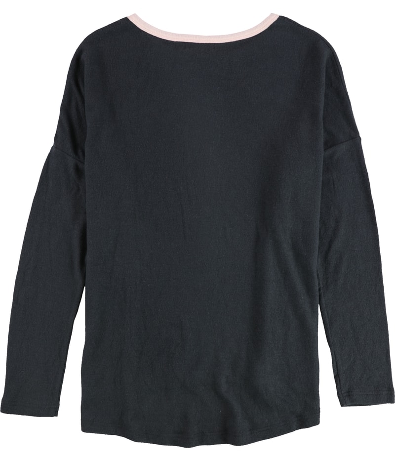 P.J. Salvage Womens 2-Tone Contrast Collar Pajama Sweater in Black, image 2 of 2