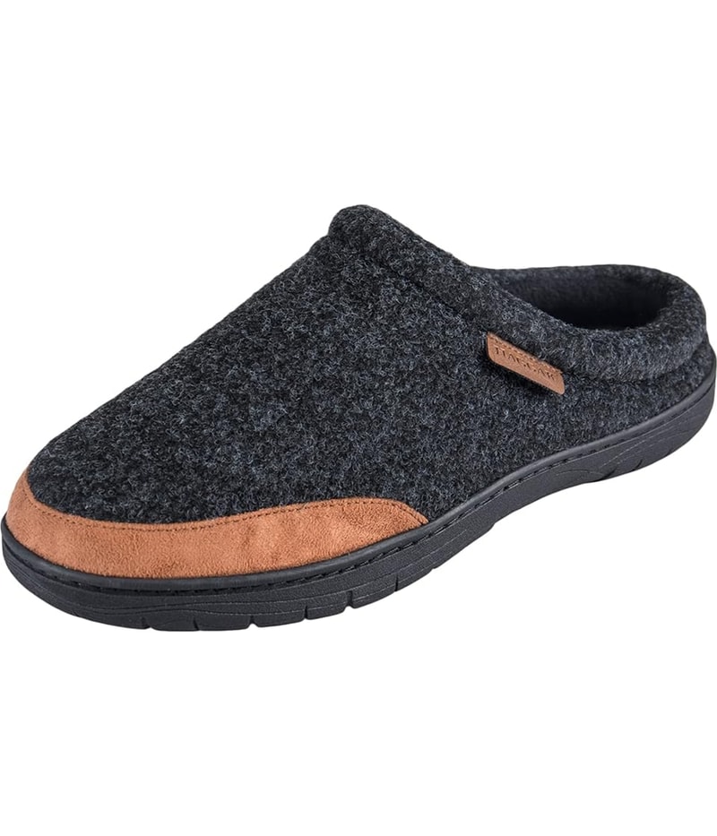 Haggar Mens Microsuede Trim Bumper Clogs Comfort Slippers