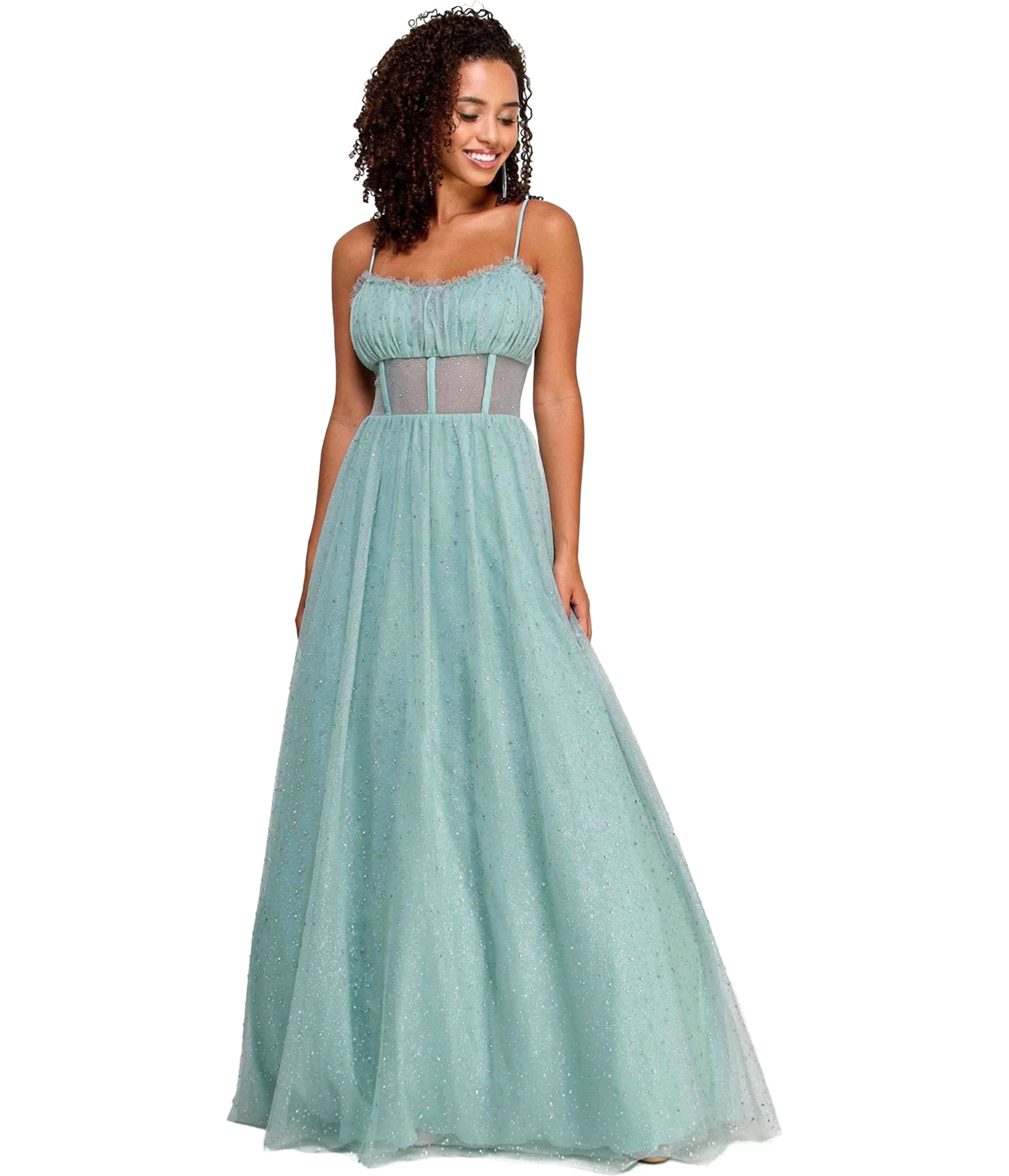 Say Yes to the Prom Womens Rhinestone Gown Dress