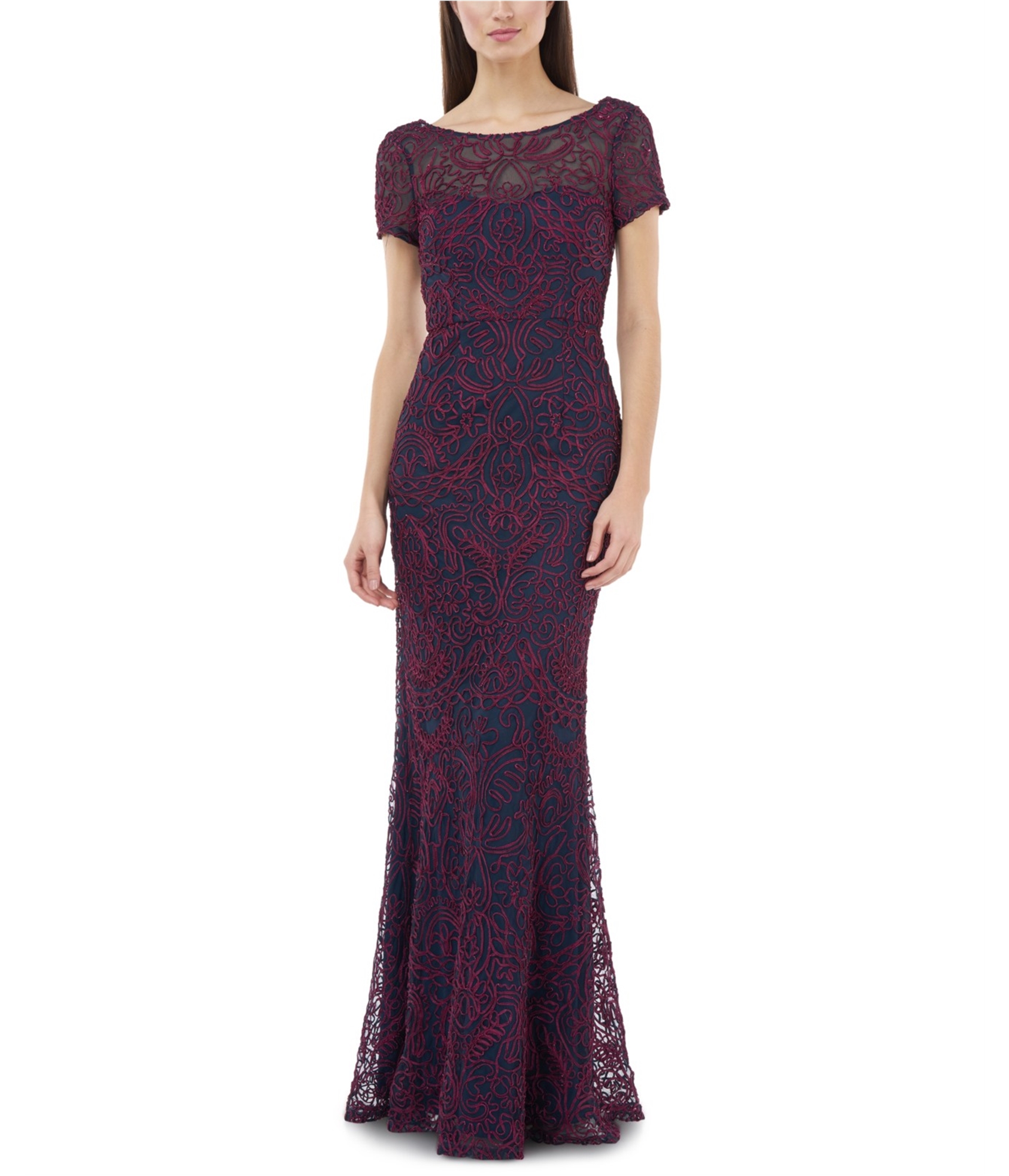 js collection mermaid dress JS Collections | Dresses | Js Collection Illusion Panel Mermaid Gown In Navy