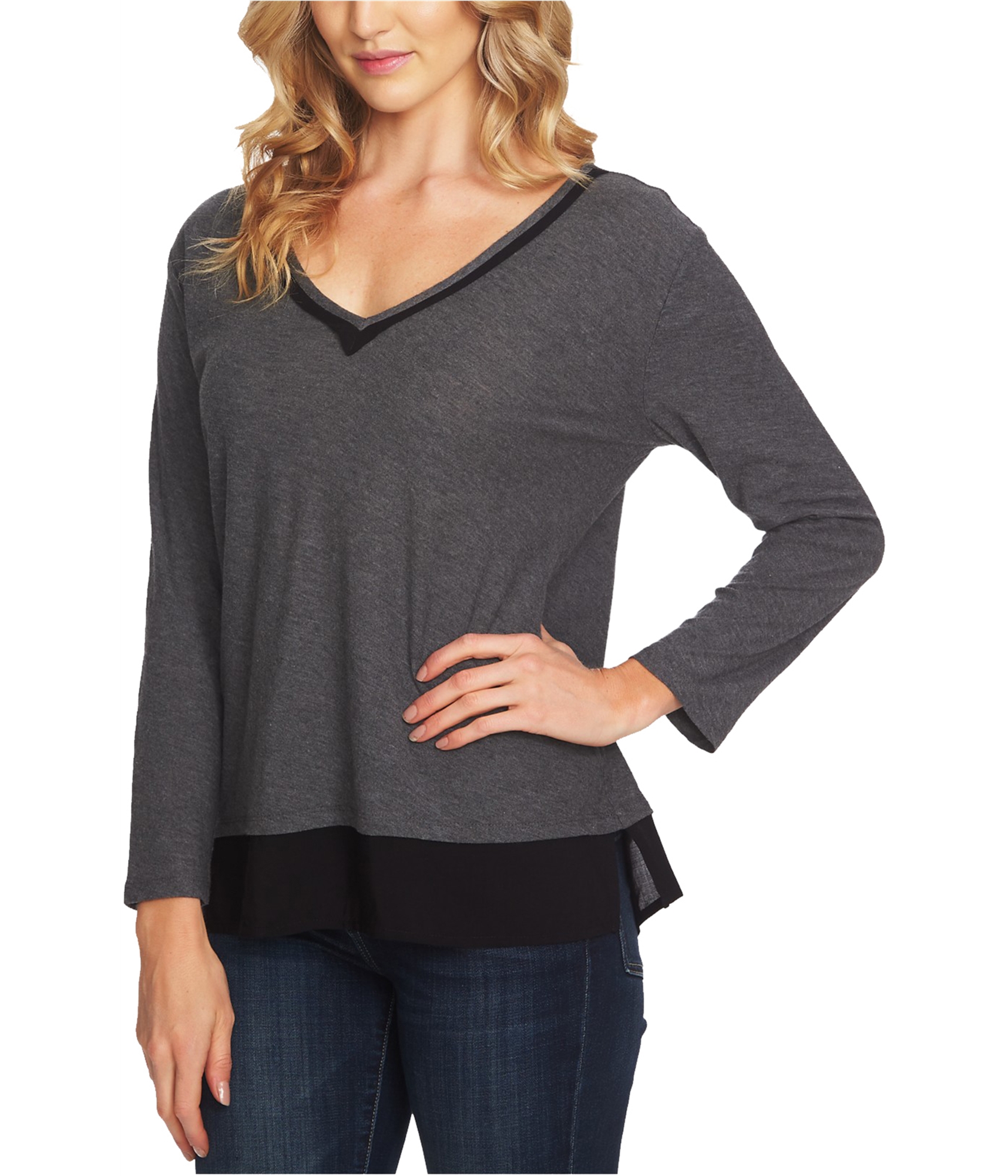 Vince Camuto Womens Layered Look Pullover Blouse - 第 2/2 張圖片