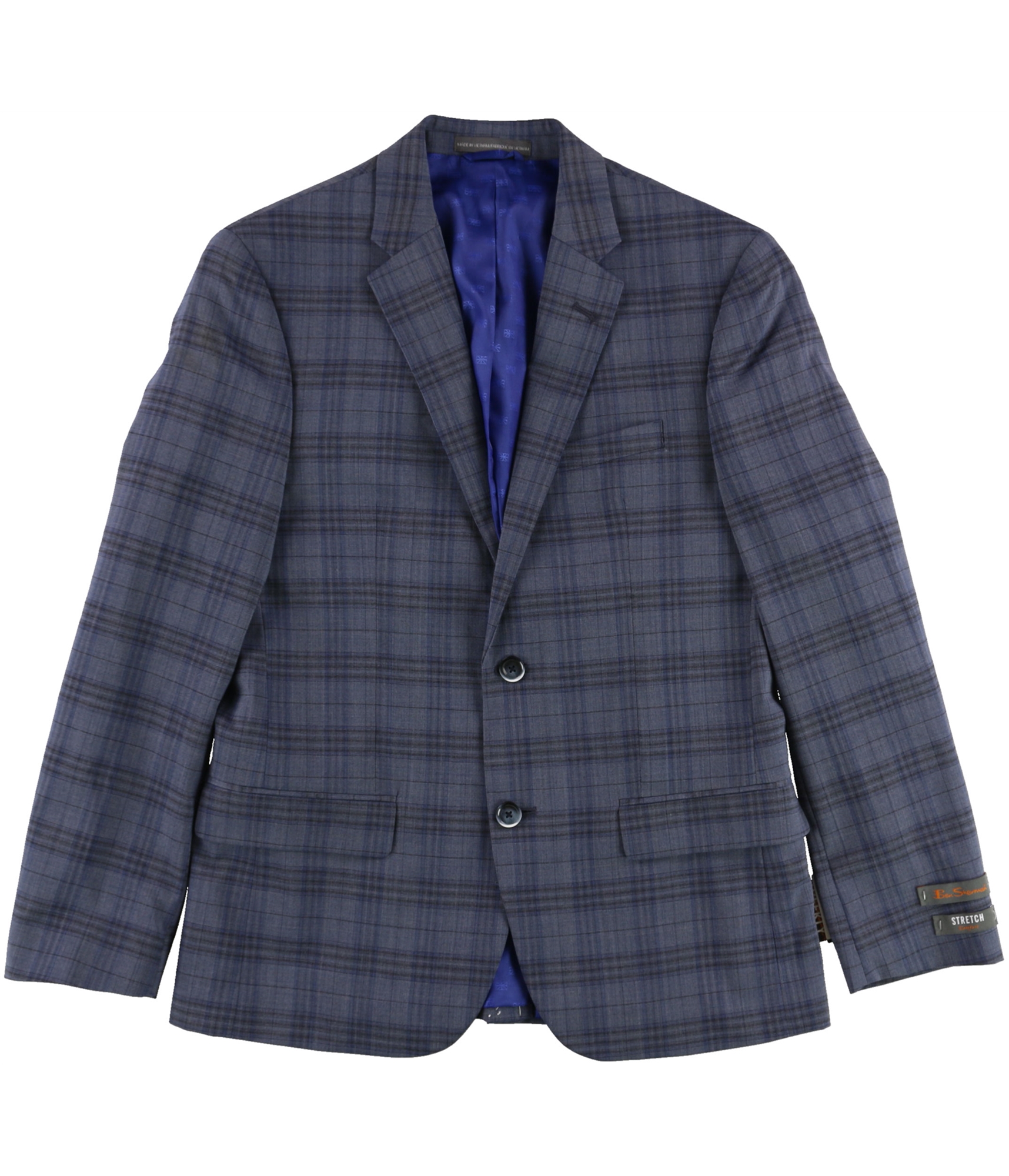 Ben Sherman karierter Herren Blazer Sakko mit zwei Knöpfen, blau, 40 Regular - Bild 1 von 1