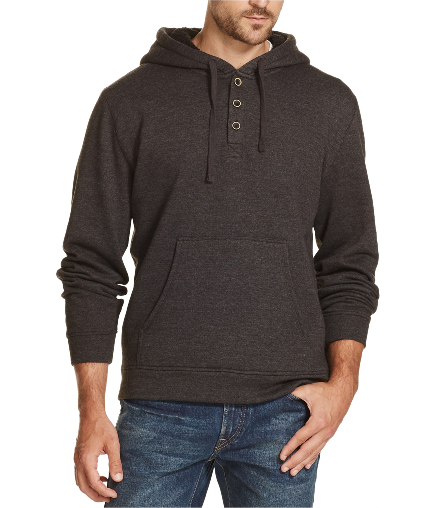 Weatherproof Mens 1/4 Button Hoodie Sweatshirt - Picture 2 of 2