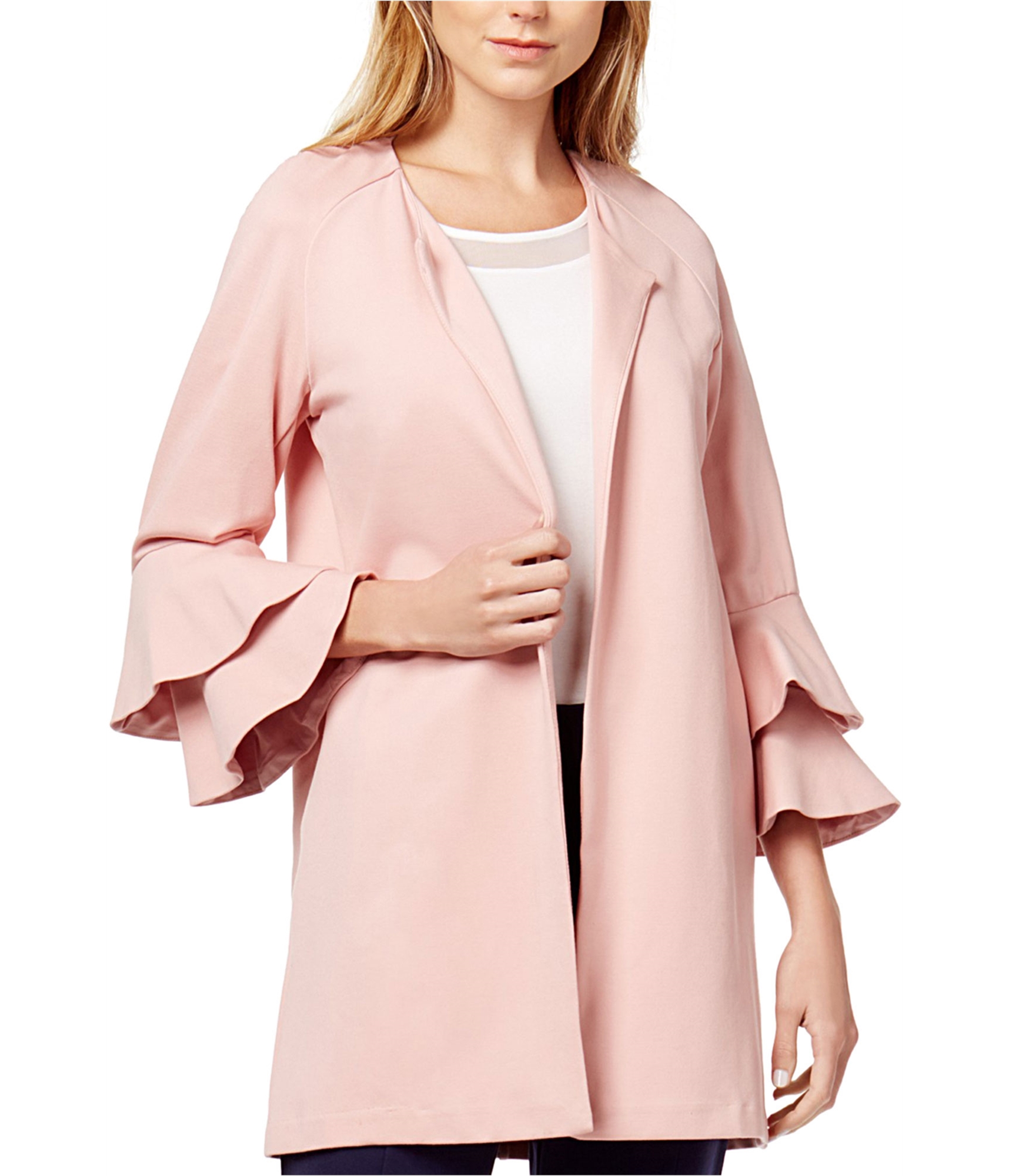 Kensie Womens Bell Sleeve Ponte Jacket - Picture 2 of 3