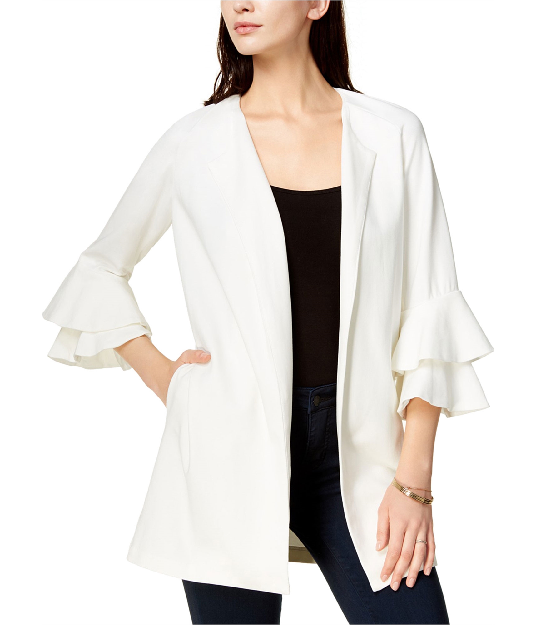 Kensie Womens Bell Sleeve Ponte Jacket - Picture 3 of 3