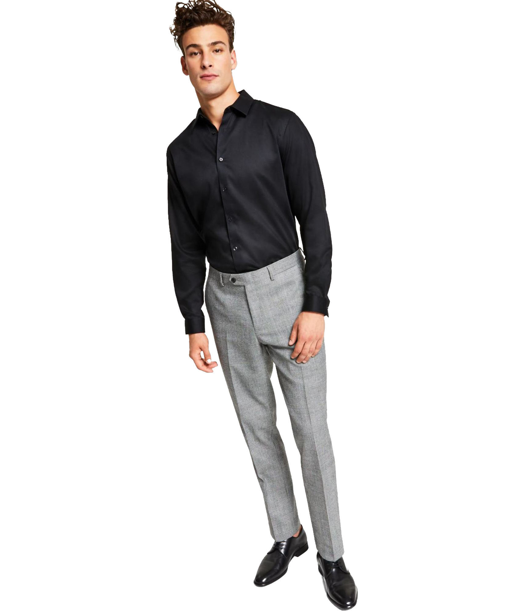 Повседневные брюки в клетку в елочку bar III Мужские приталенные повседневные брюки в клетку в елочку 11490₽