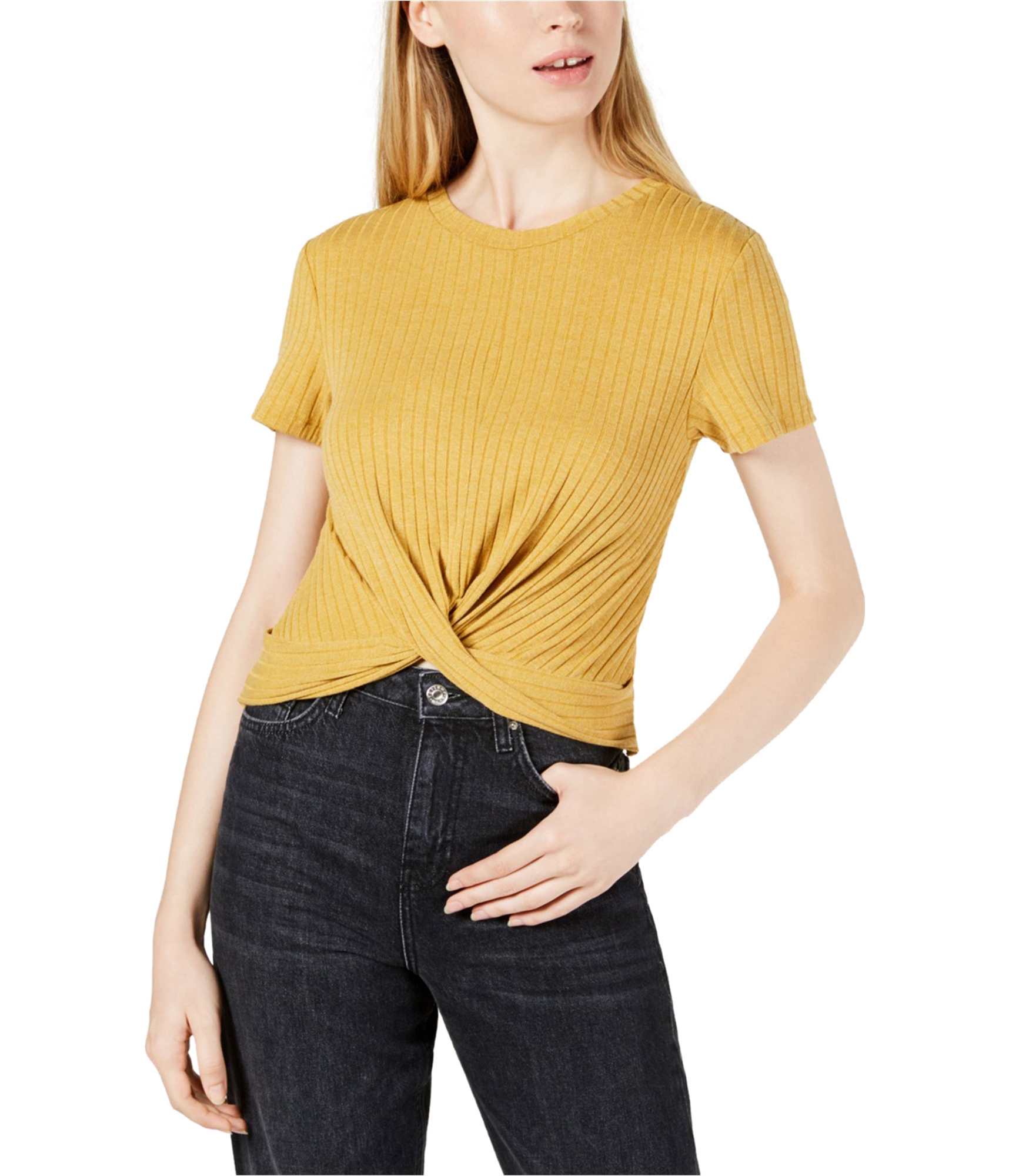 Project 28 Womens Twist-Front Crop Top Blouse - Picture 3 of 4