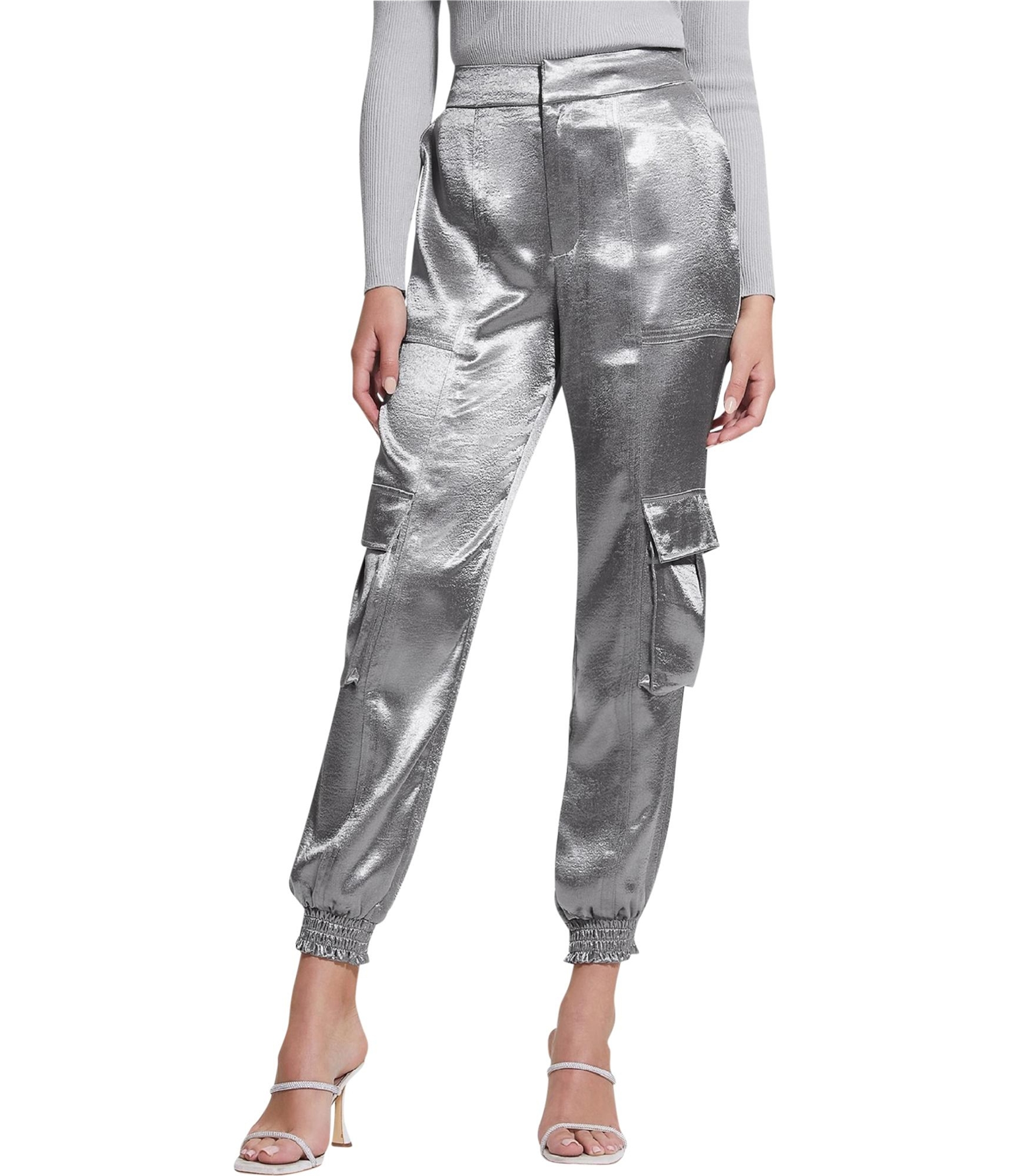 GUESS Womens Satin Cargo Casual Jogger Pants