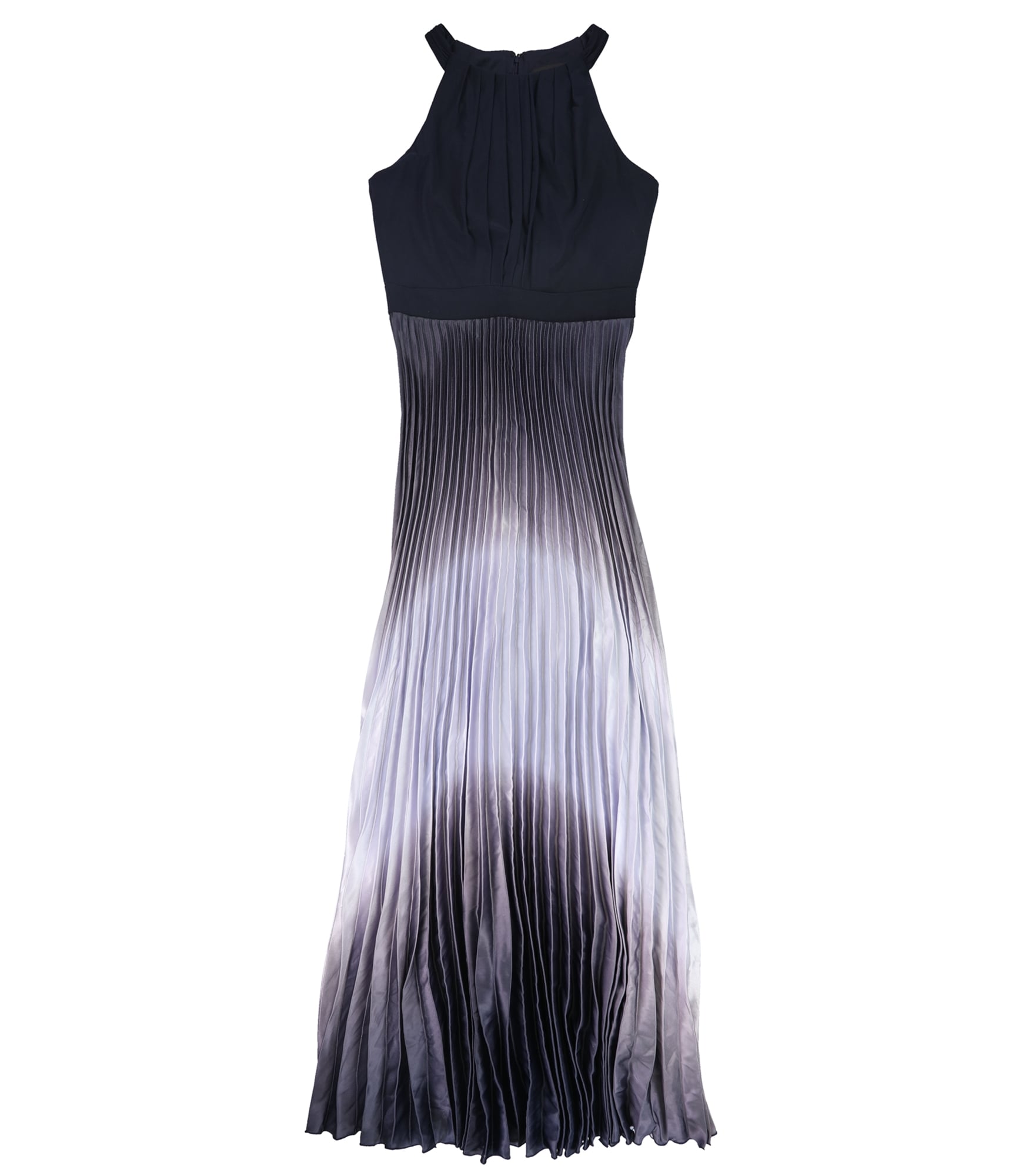 blue ombre pleated dress Azizi Pleated Halter Midi Dress - Chocolate & Blue Ombre Print