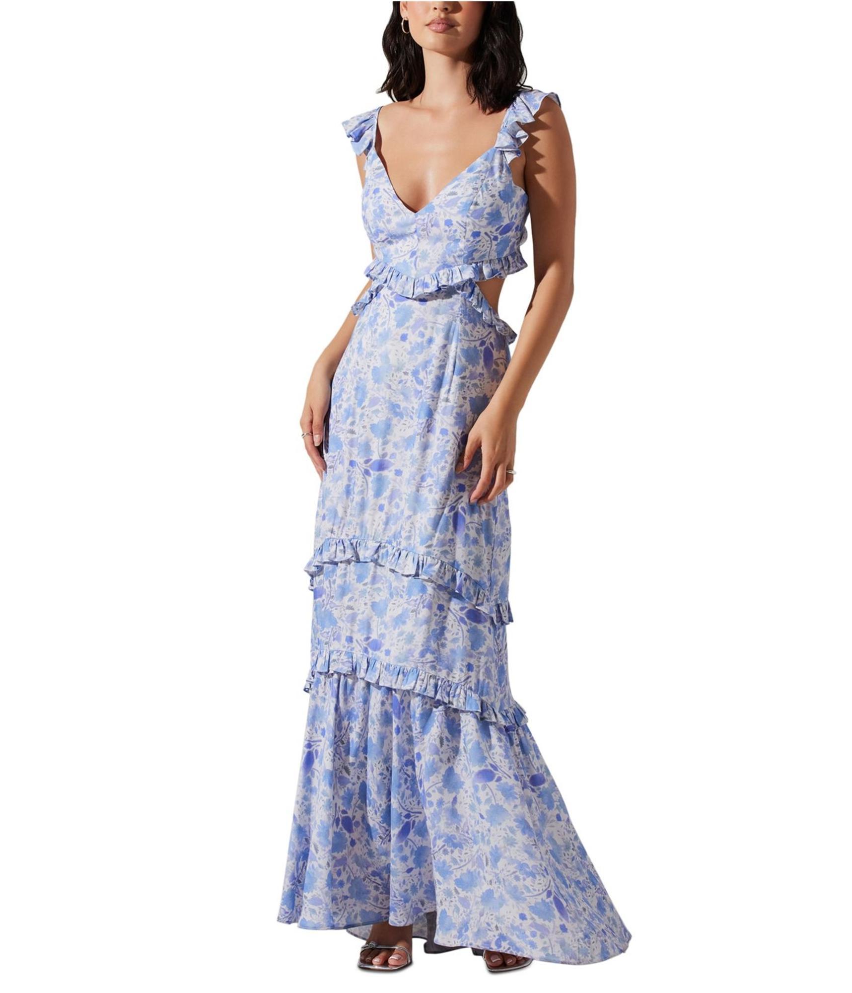 astr the label floral maxi dress ASTR The Label Coline Pink Multi Floral Ruffle Maxi Dress