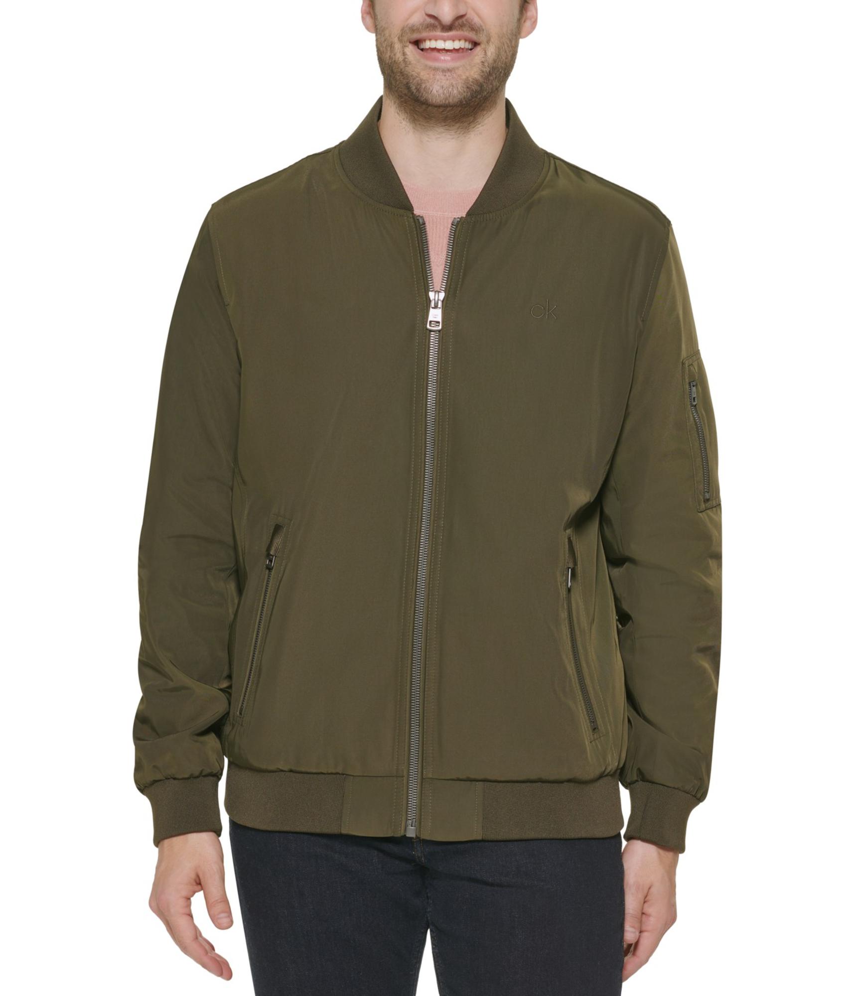 S Solid Full Zip Bomber Jacket