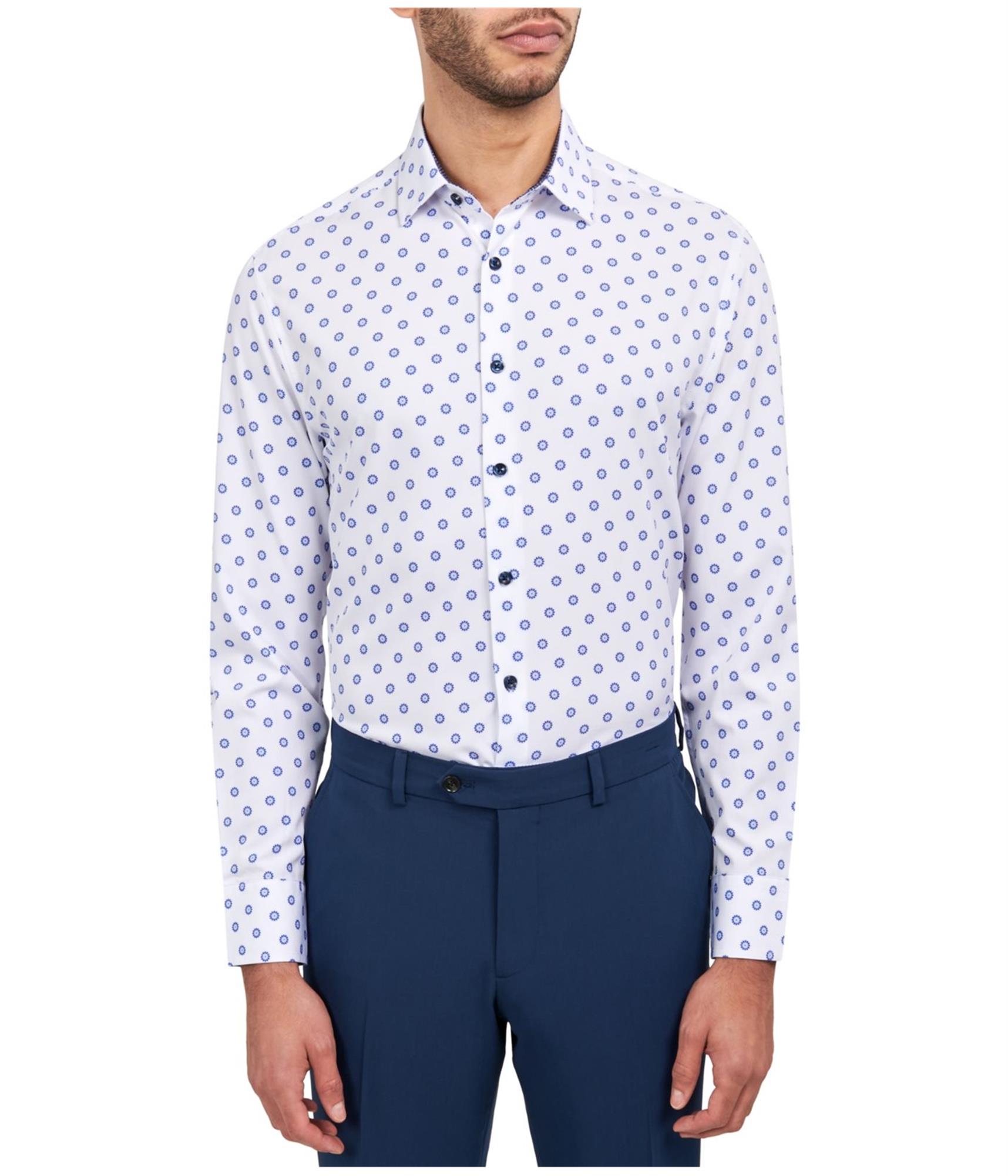 con struct dress shirts Con.Struct Dress Shirt Mens S 4 Way Stretch UPF Comfort Slim Fit Long  Sleeve