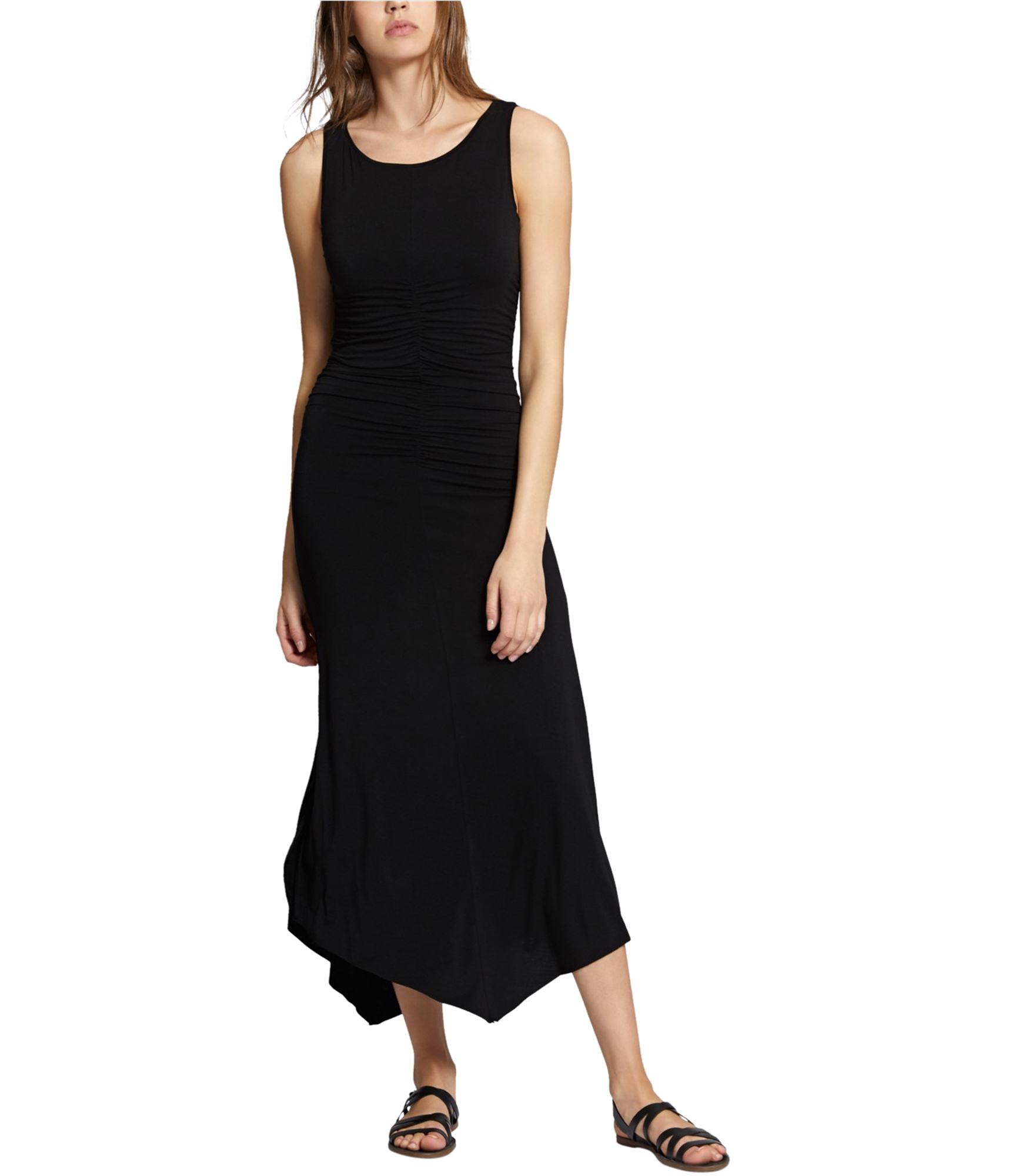 black calf length dress Mac Duggal Embellished High Neck Midi Dress main image 0