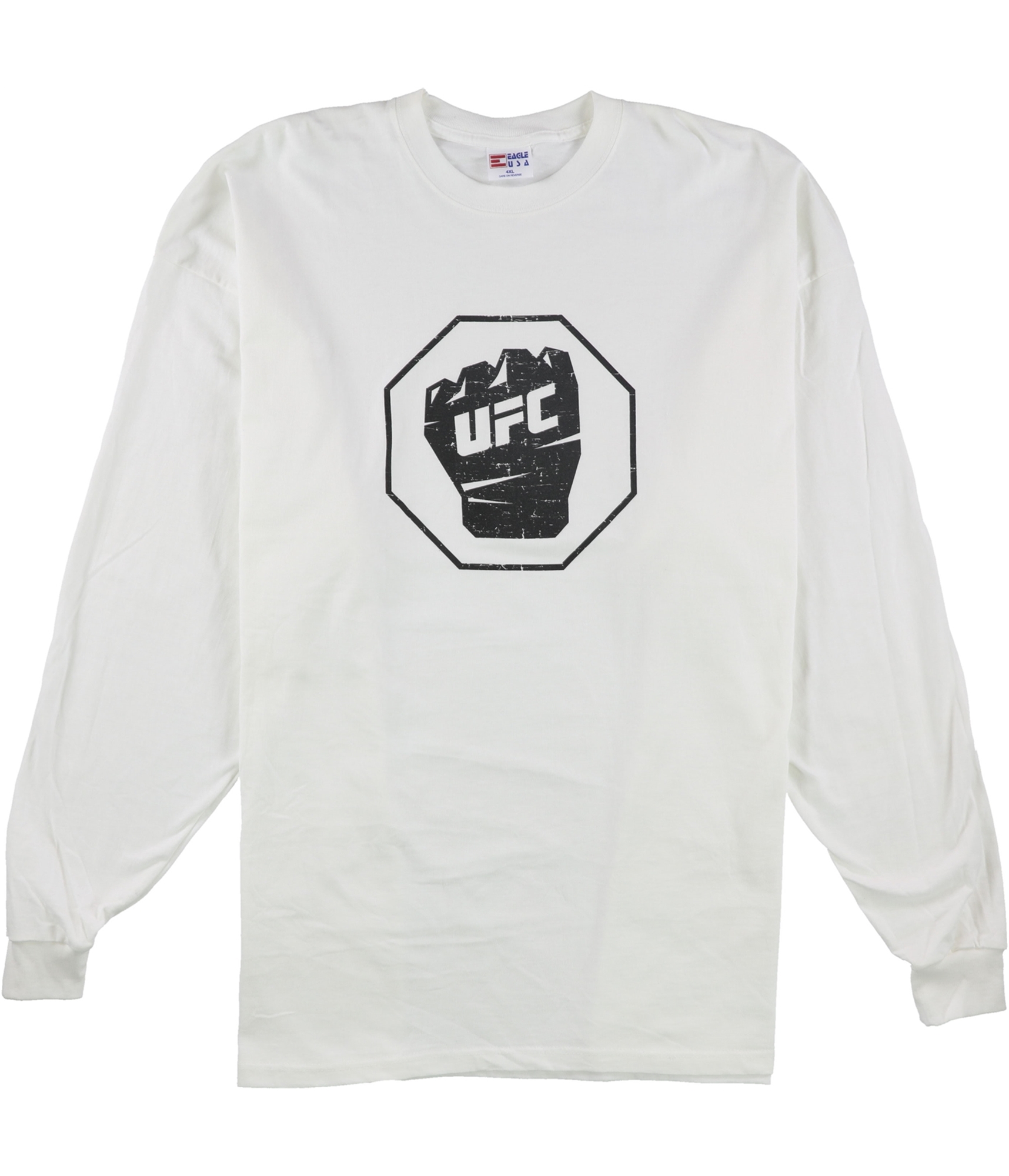 UFC Mens Distressed Fist Octagon Graphic T-Shirt, white, 3XL