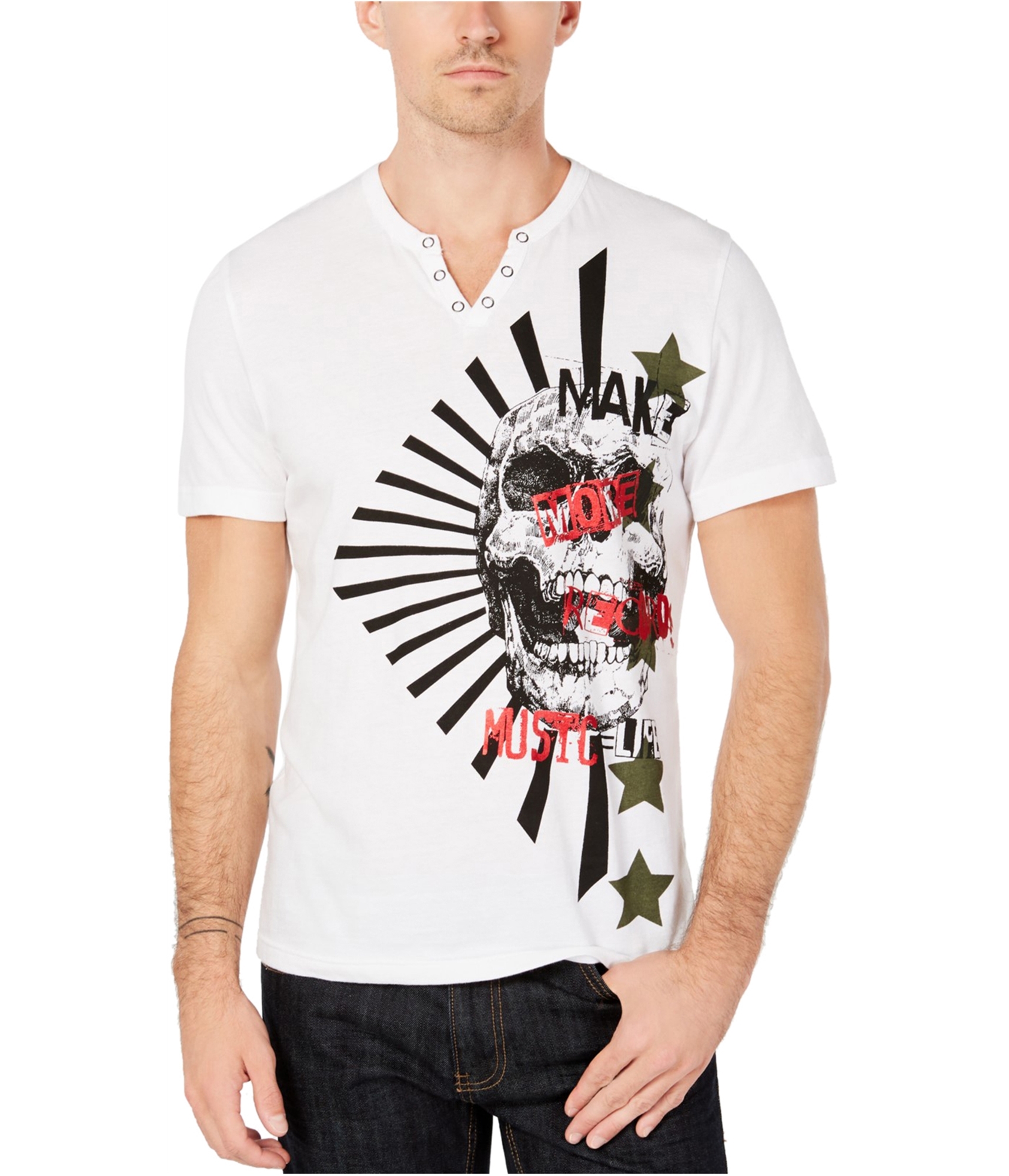 I.N.C Mens Skull Graphic T-Shirt, whitepure, S