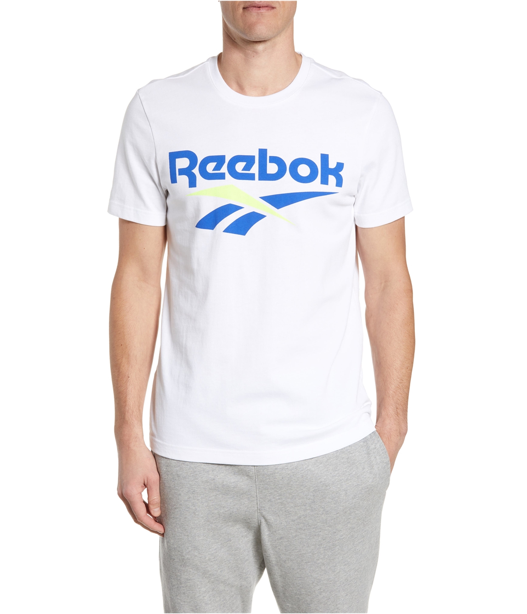 Reebok Mens Logo Graphic T-Shirt, white, M