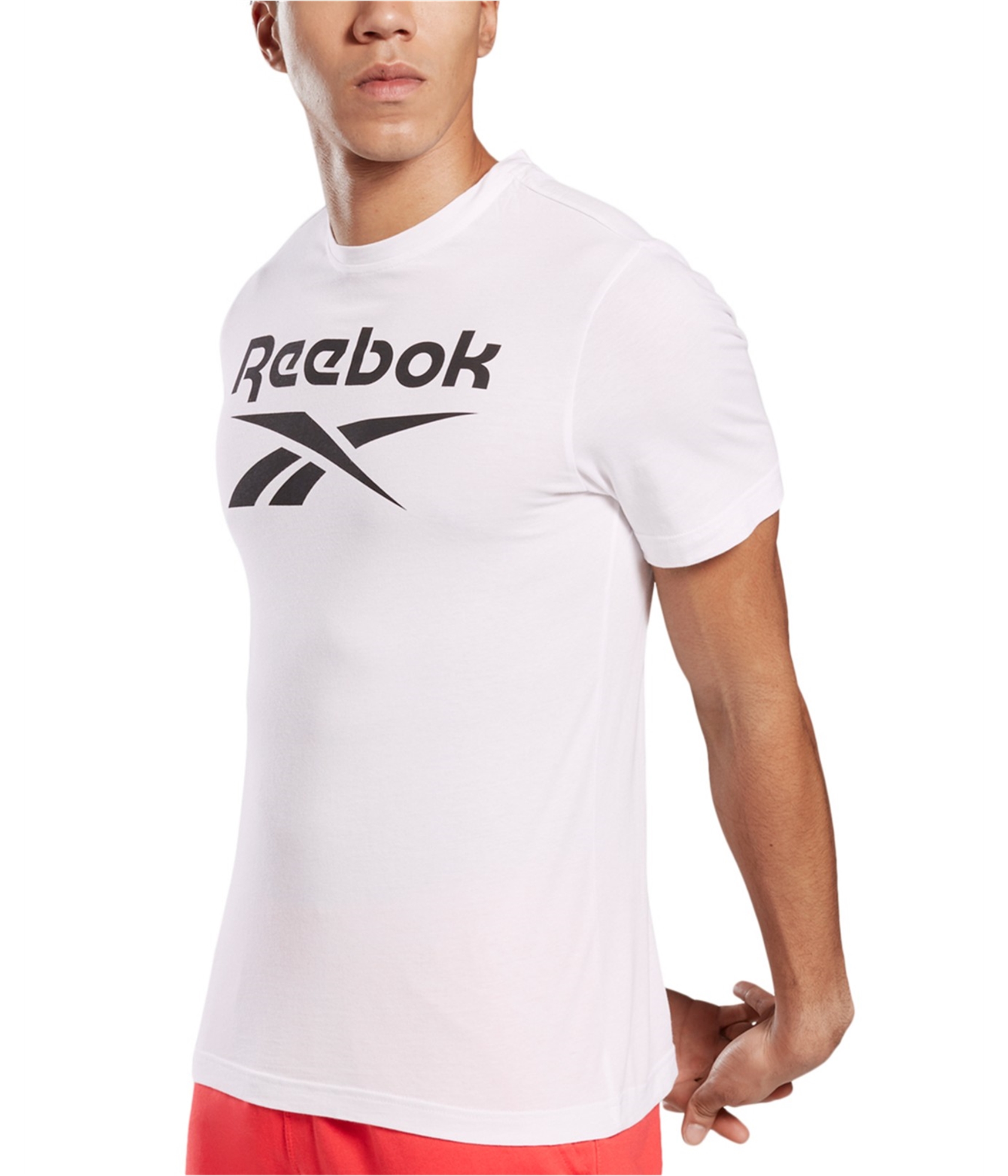 Reebok Mens 2 Tone Graphic T-Shirt, whtblk, L