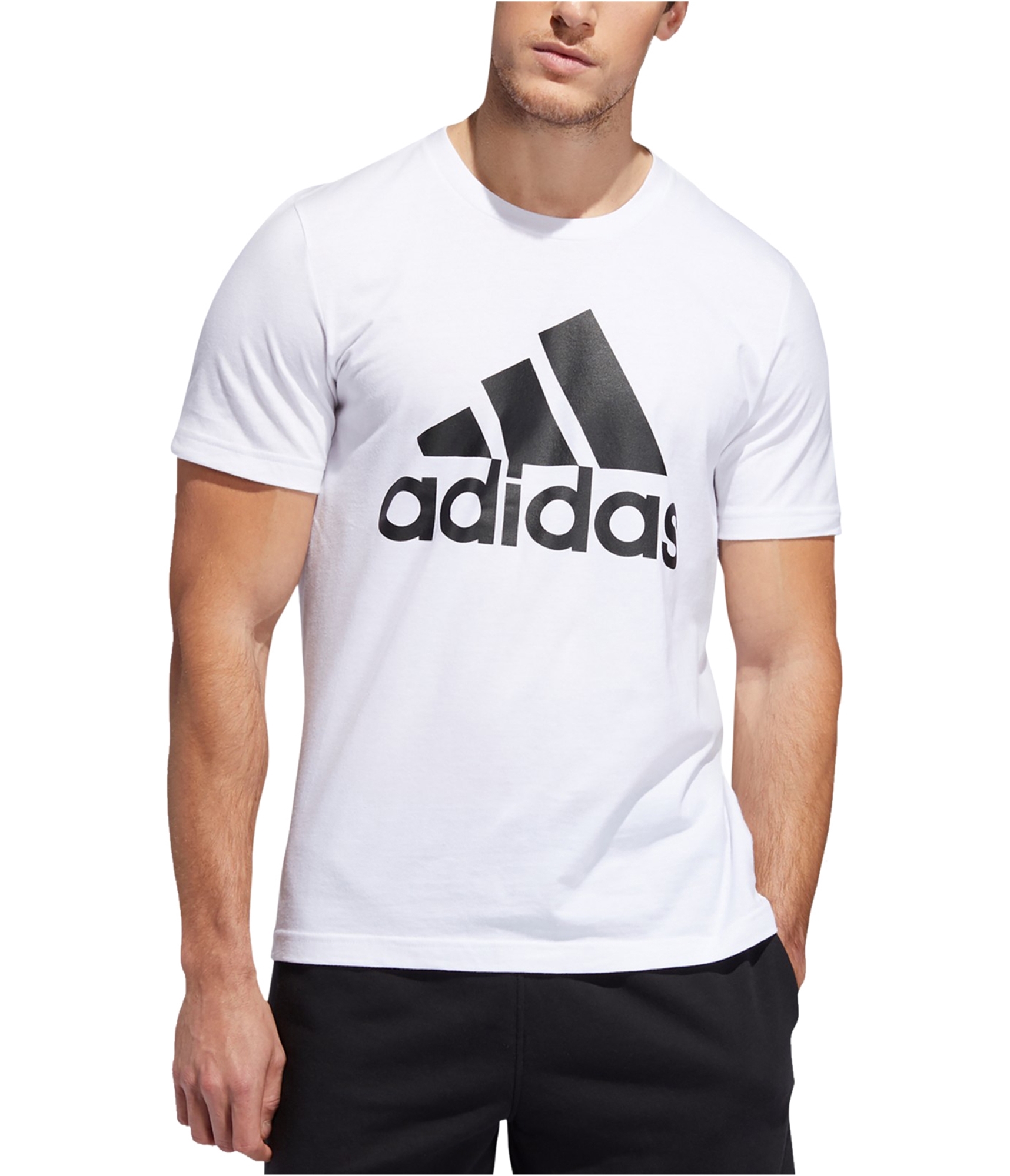 Adidas Mens Badge of Sport Logo Graphic T-Shirt, whtblk, S