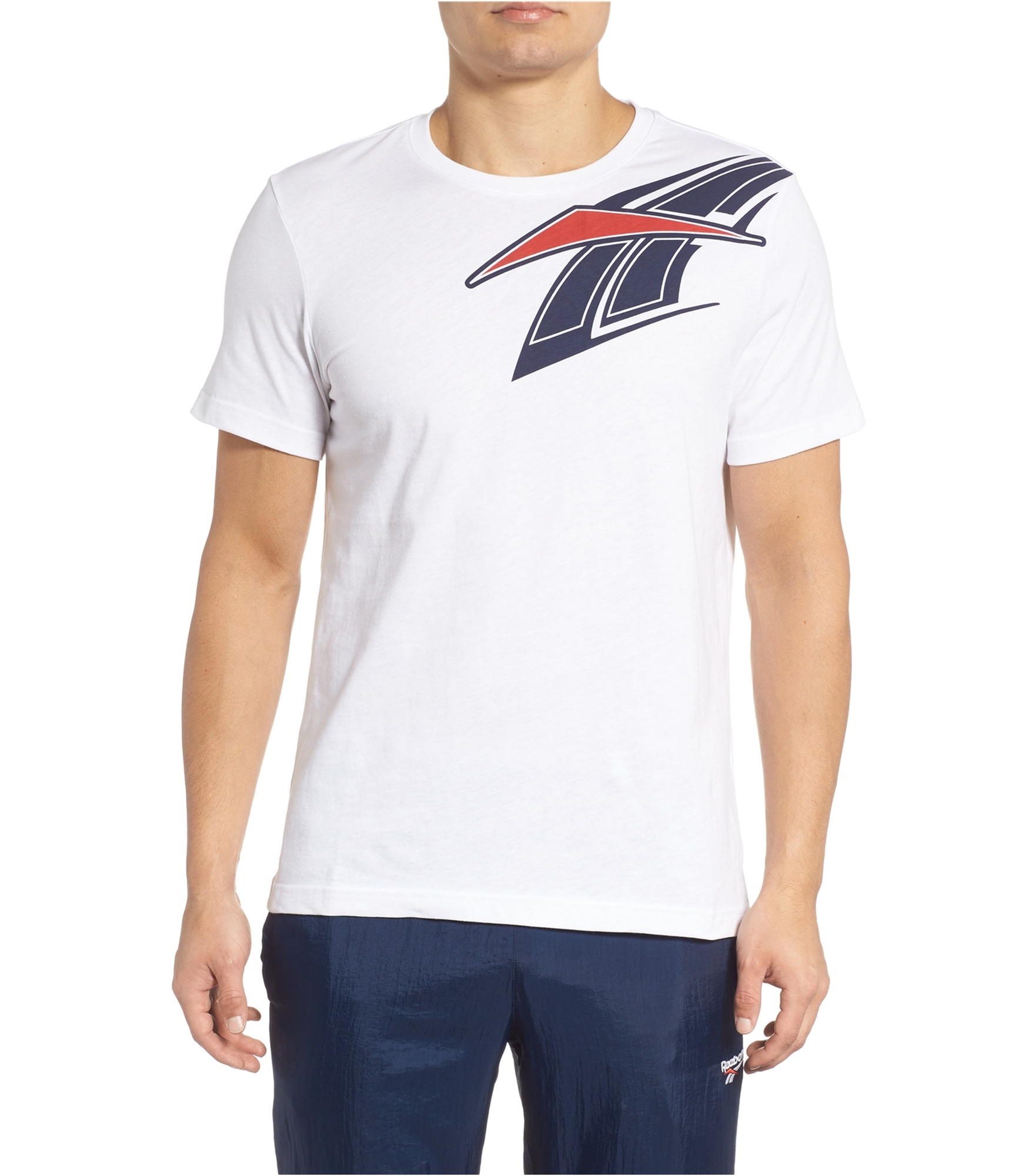 Reebok Mens B-Ball Vector Graphic T-Shirt, white, L