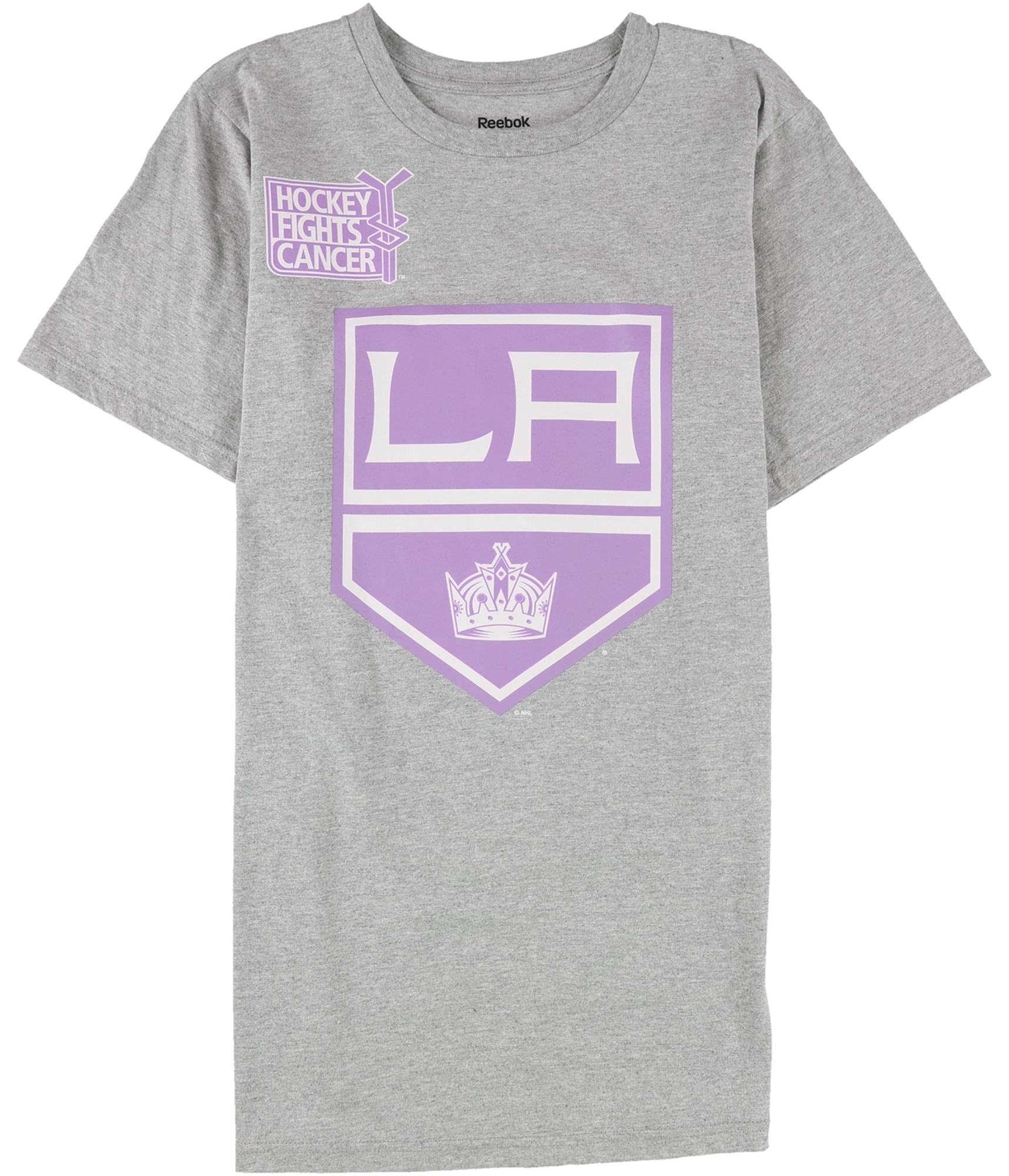 Reebok Mens Hockey Fights Cancer LA Kings Graphic T-Shirt, grypurpl, M