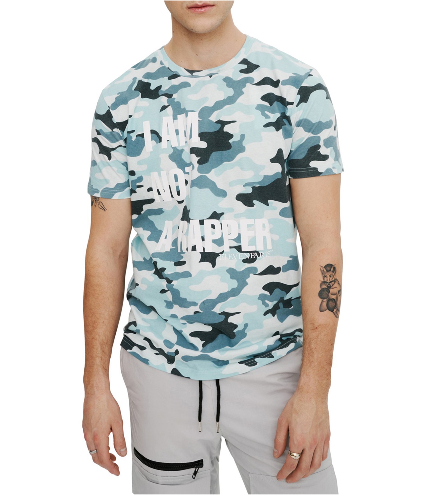 Elevenparis Mens I Am Not A Rapper Graphic T-Shirt, bluestone, S
