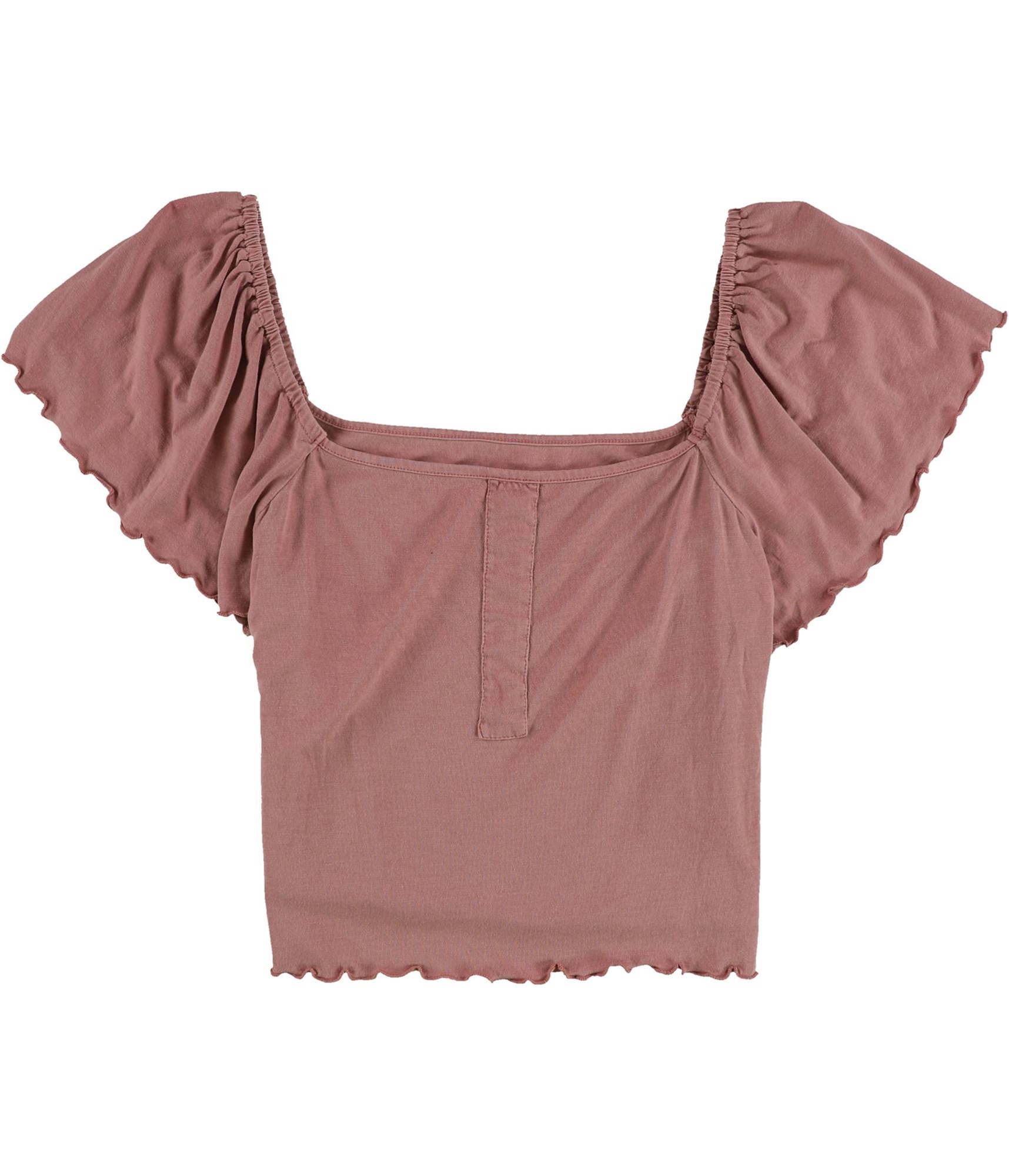 Tags Weekly Womens Cropped off the Shoulder Basic T-Shirt, pink, S