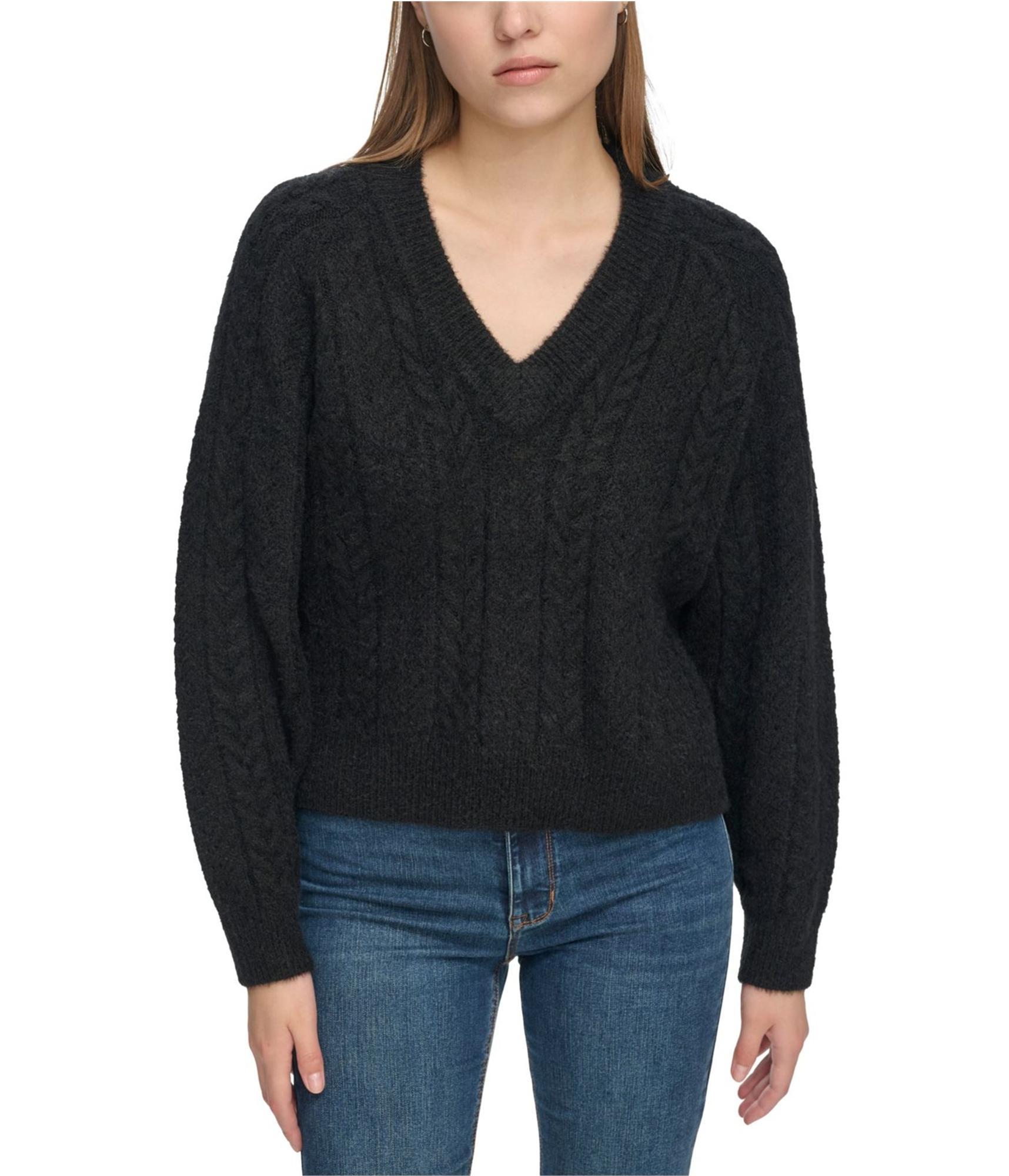 DKNY Womens Novelty Pullover Sweater, Black, X-Small