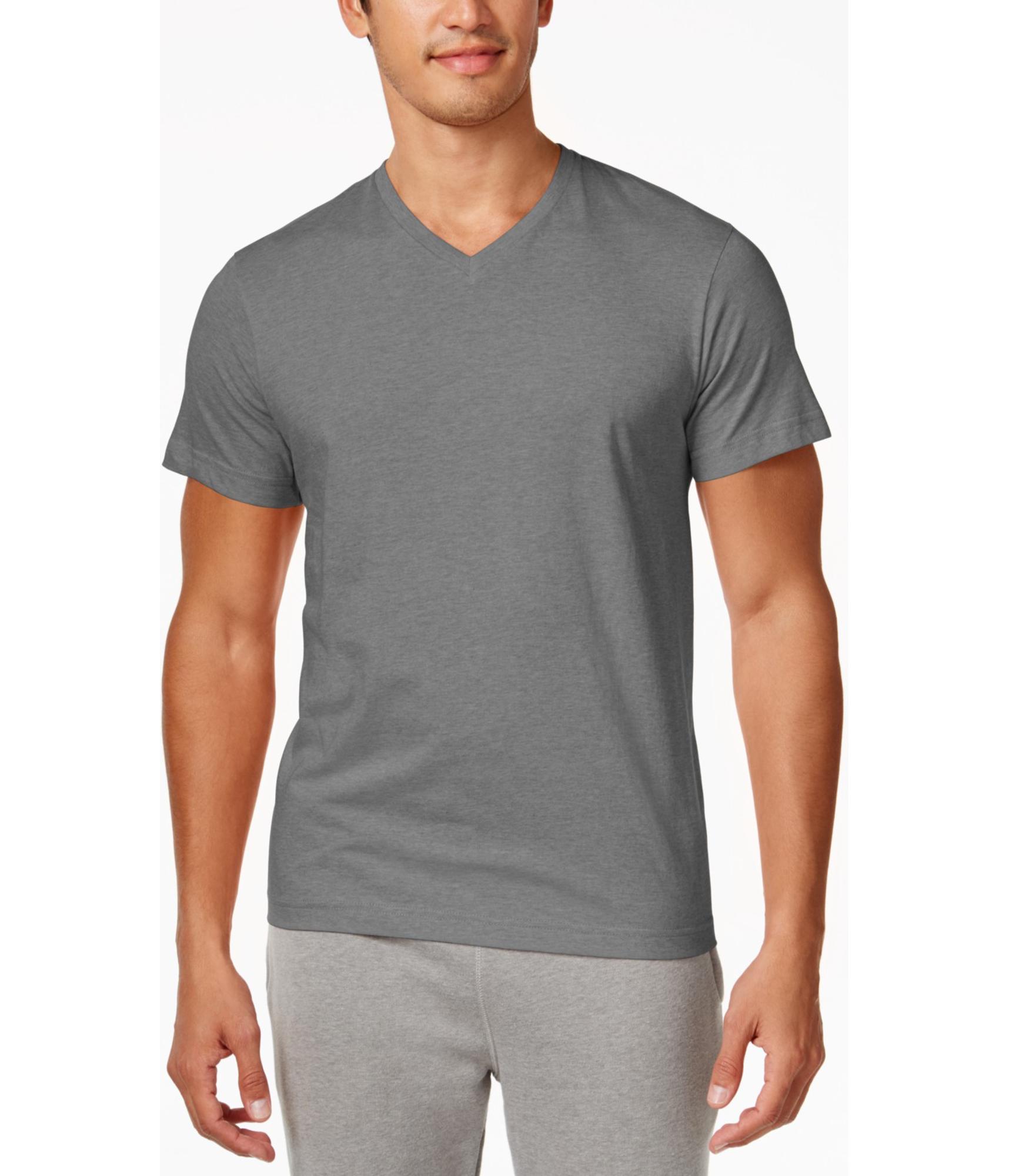 Alfani Mens V Neck Basic T-Shirt, Grey, Small