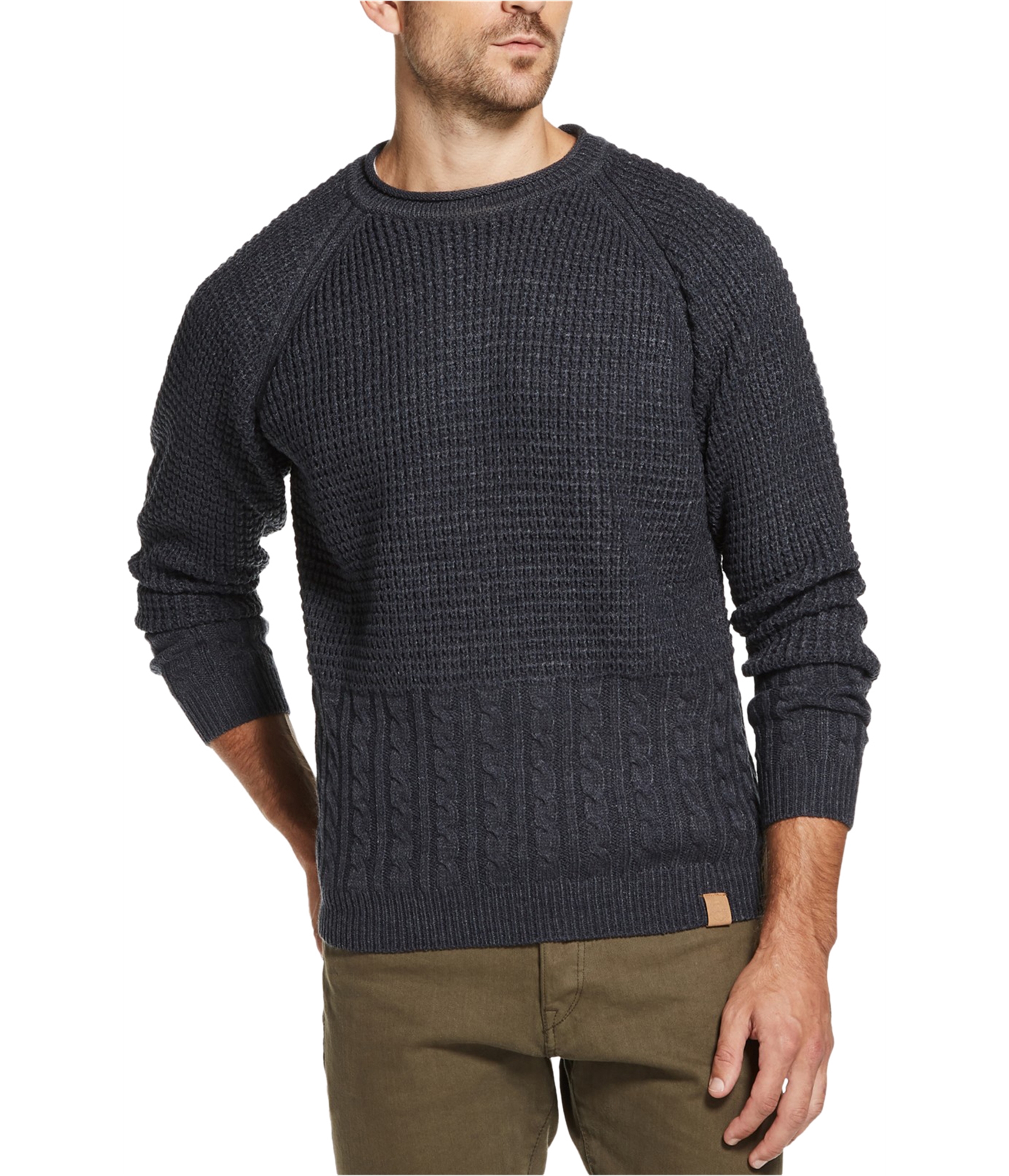 Weatherproof Mens Mixed Stitch Knit Sweater, Blue, XX-Large | eBay