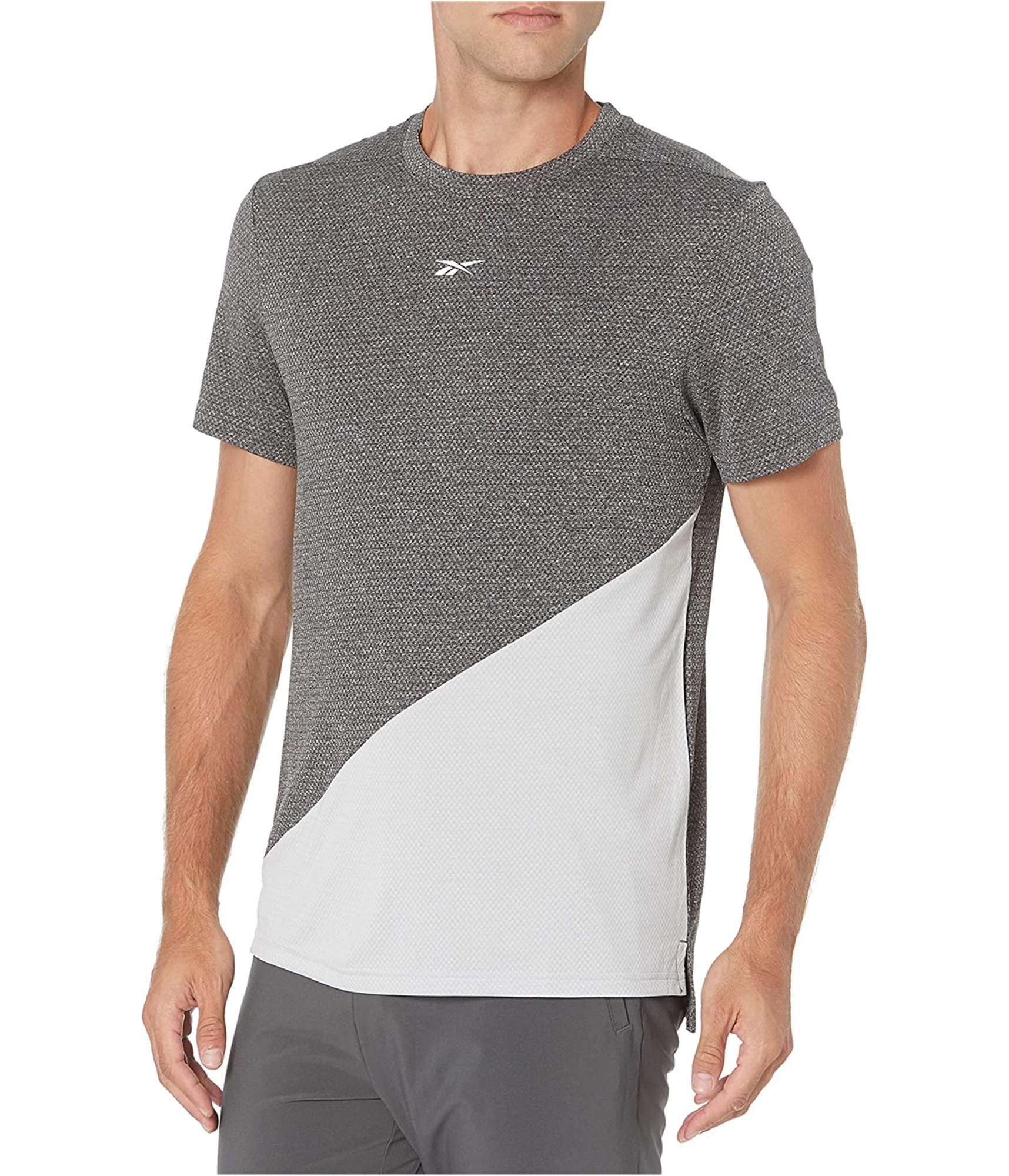Reebok Mens Workout Ready Melange Basic T-Shirt, Grey, Medium